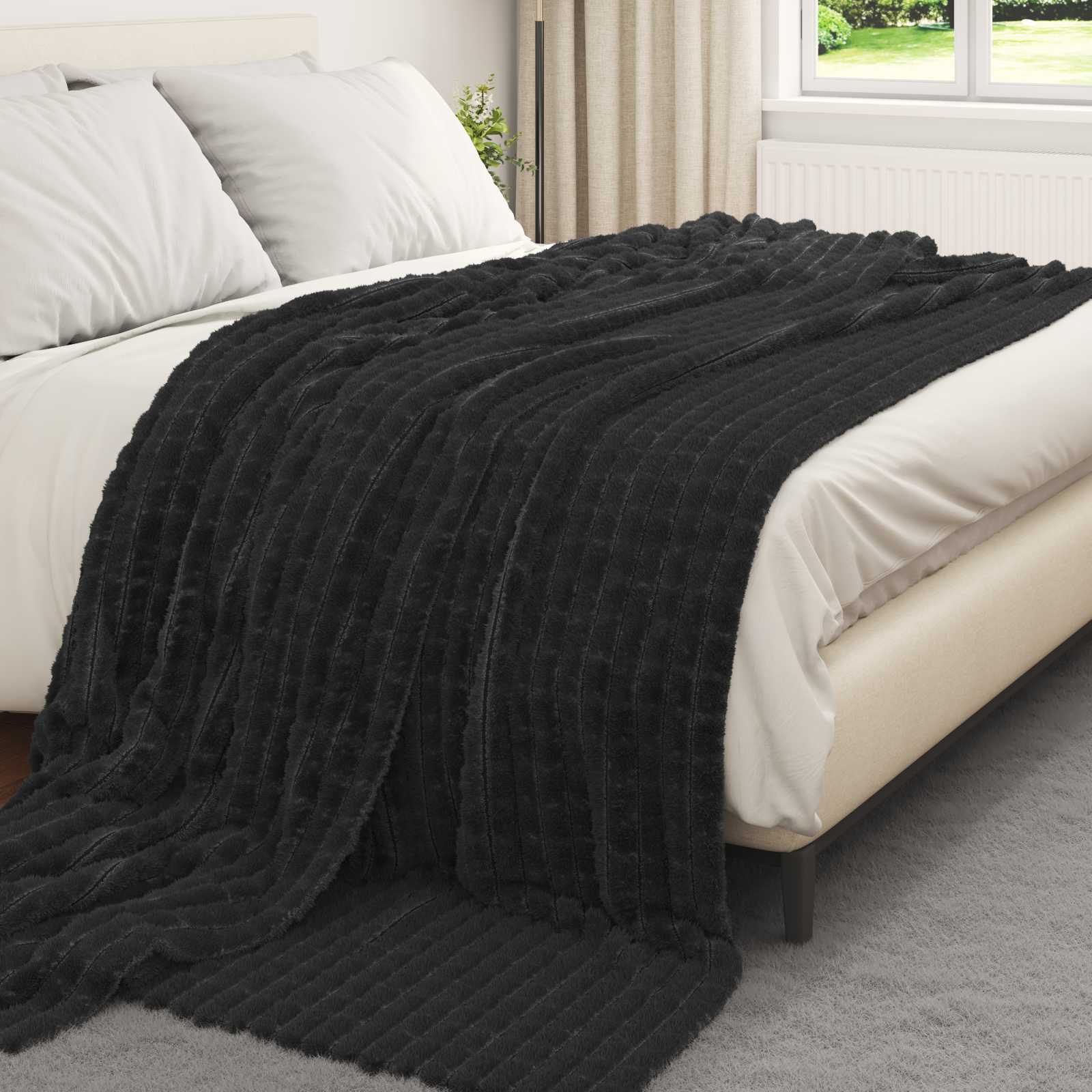 Wohndecken 6 pcs Schwarz 240 x 220 cm Fleece