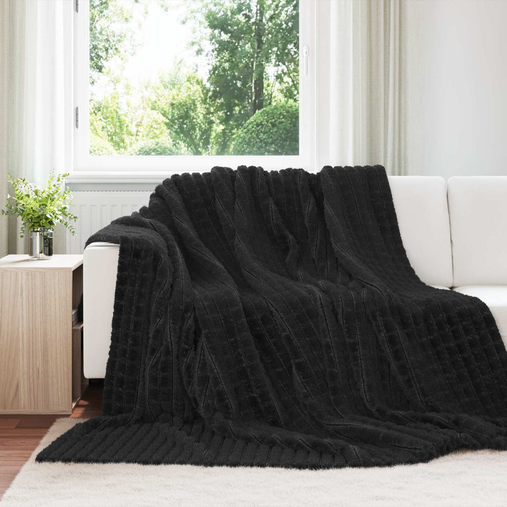 Wohndecken 6 pcs Schwarz 270 x 240 cm Fleece