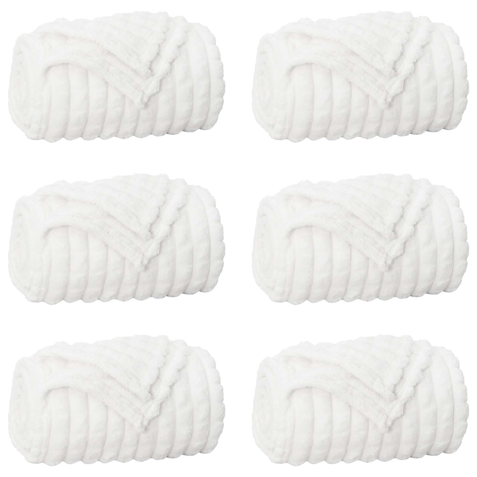 Wohndecken 6 pcs Weiß 150 x 130 cm Fleece