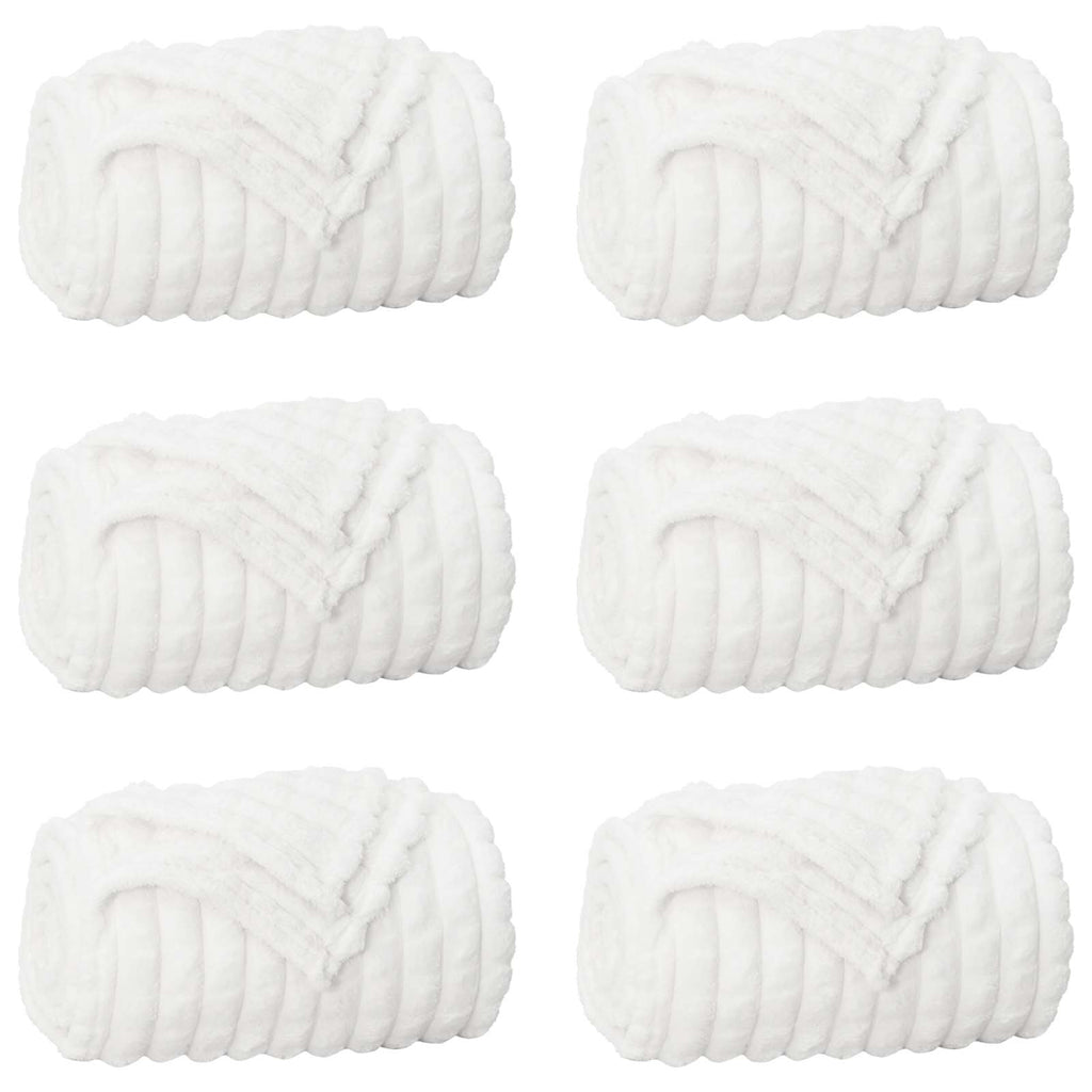 Wohndecken 6 pcs Weiß 240 x 220 cm Fleece
