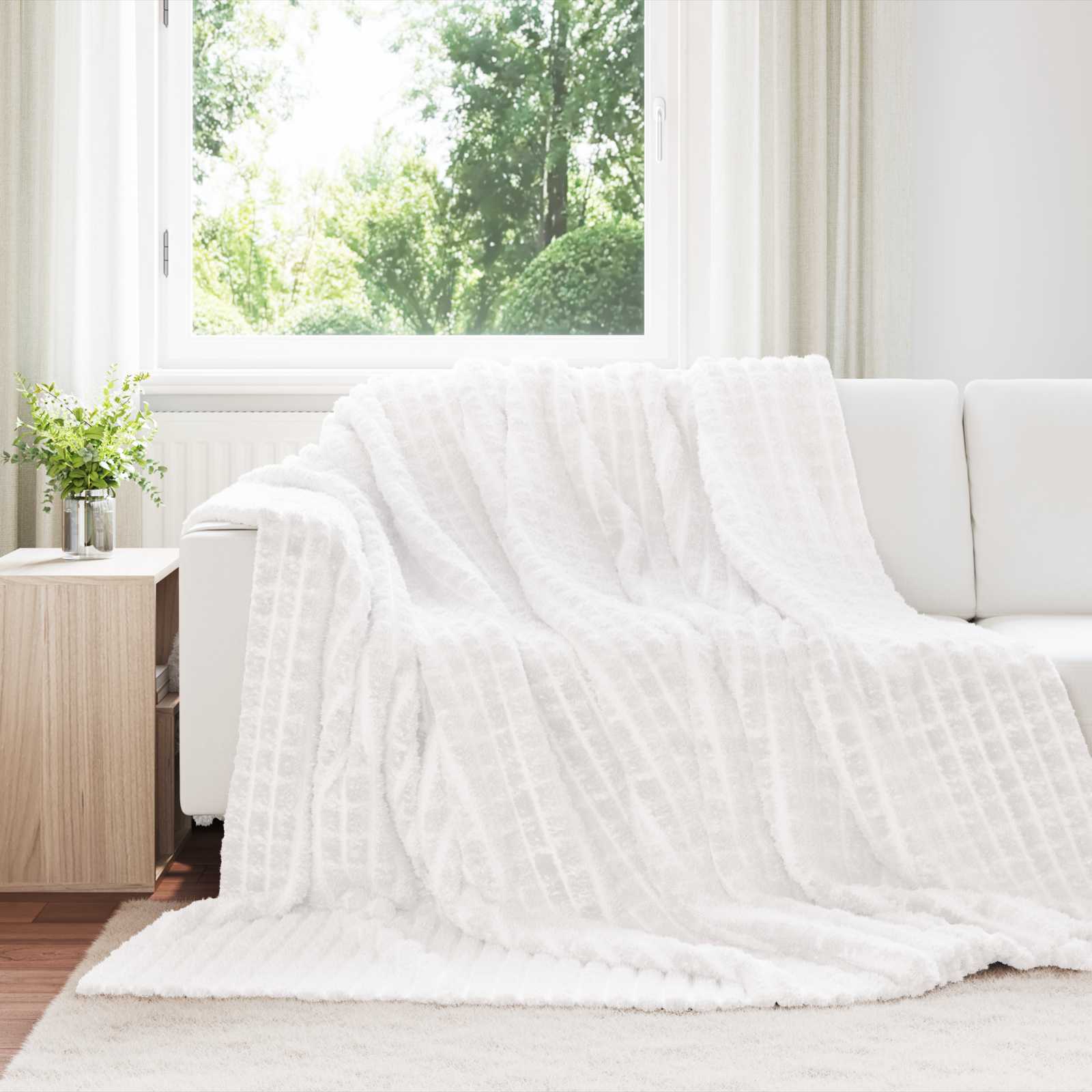 Wohndecken 6 pcs Weiß 270 x 240 cm Fleece