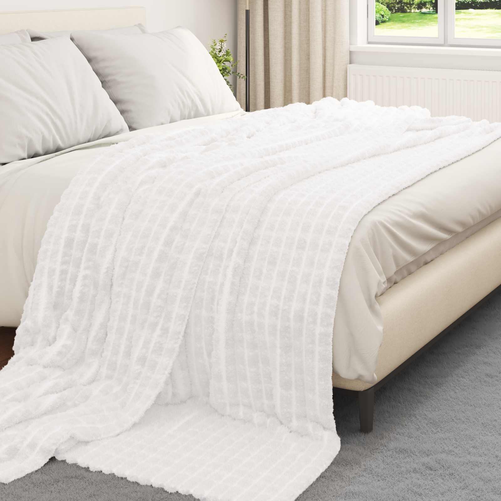 Wohndecken 6 pcs Weiß 270 x 240 cm Fleece