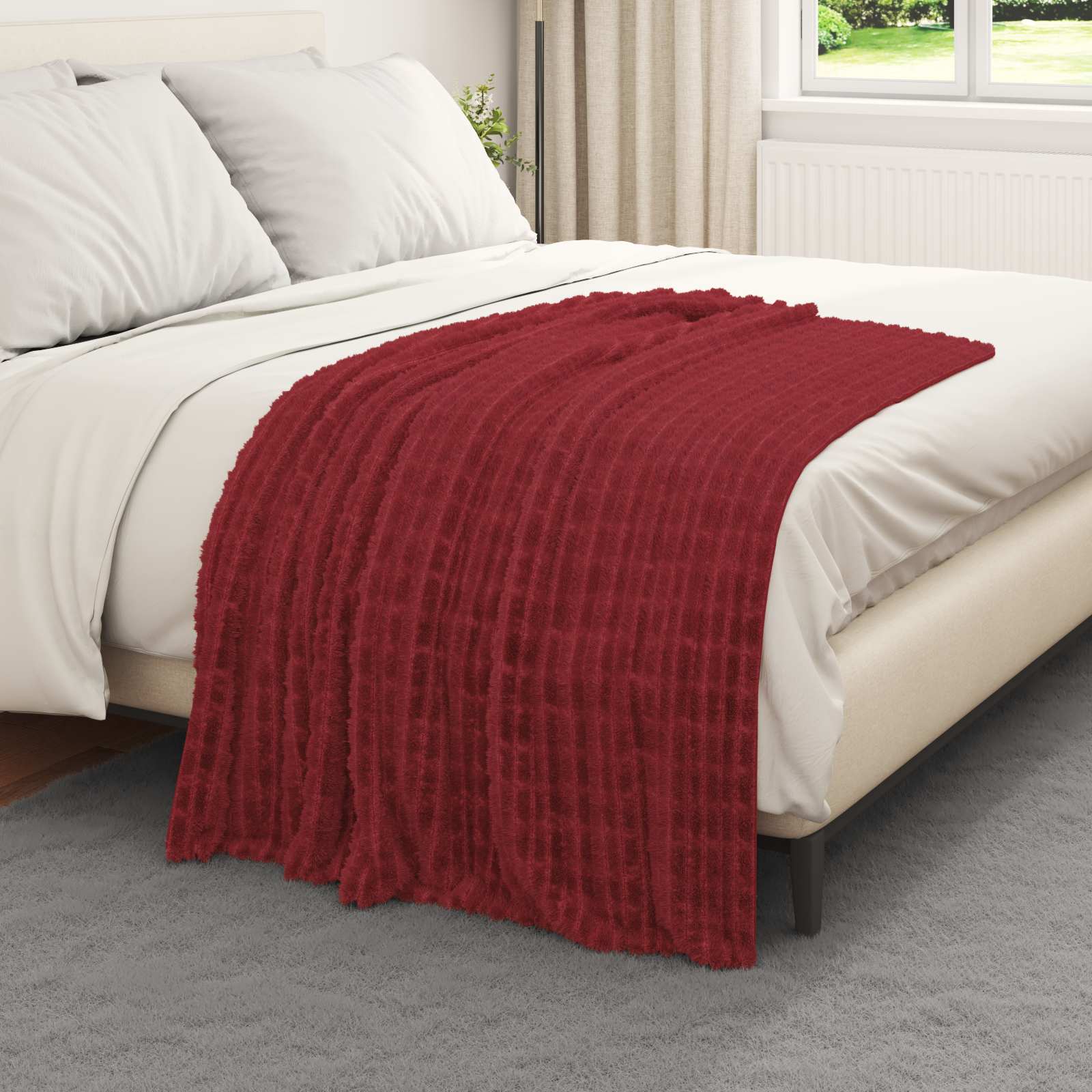 Wohndecken 6 pcs Bordeauxrot 150 x 130 cm Fleece