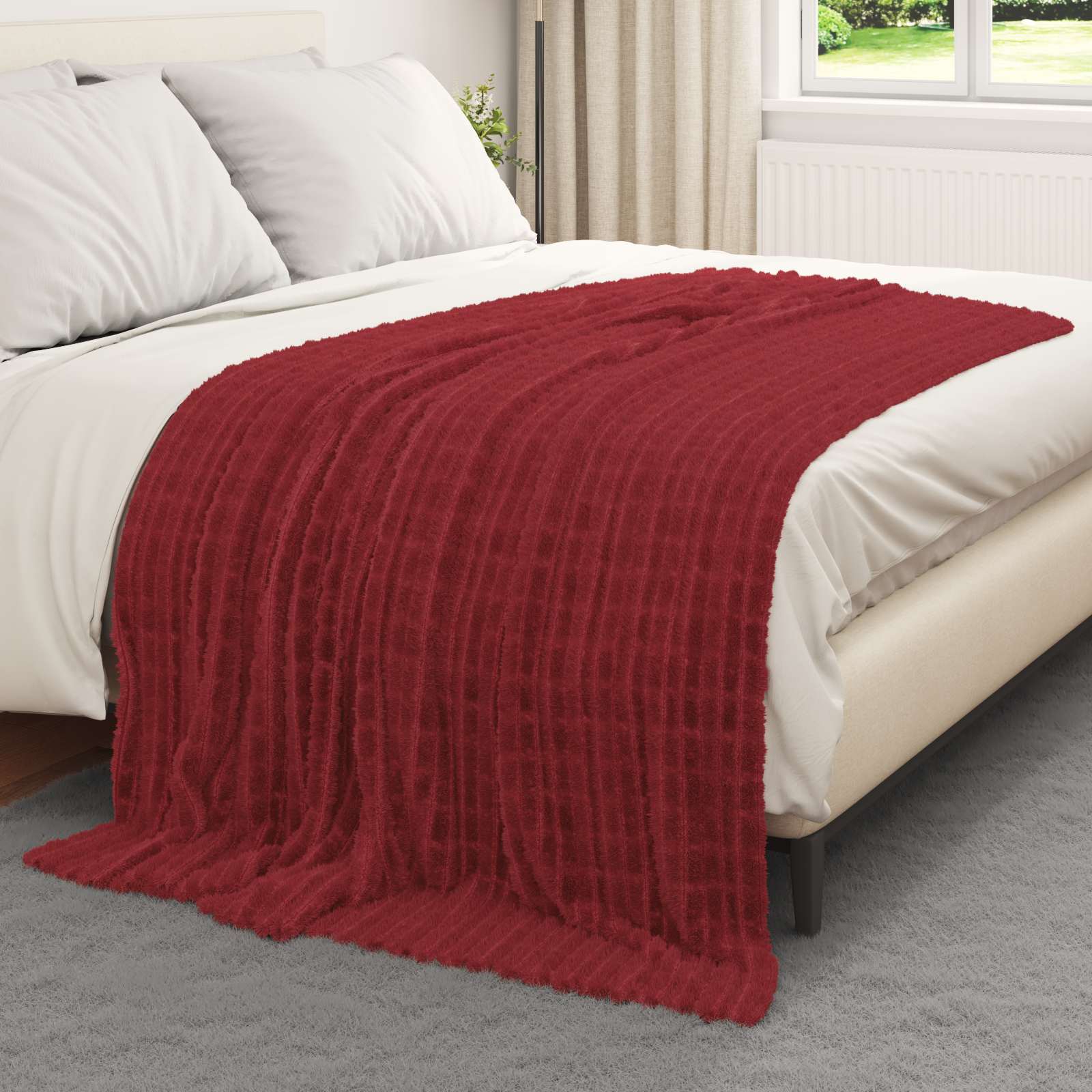Wohndecken 6 pcs Bordeauxrot 200 x 150 cm Fleece