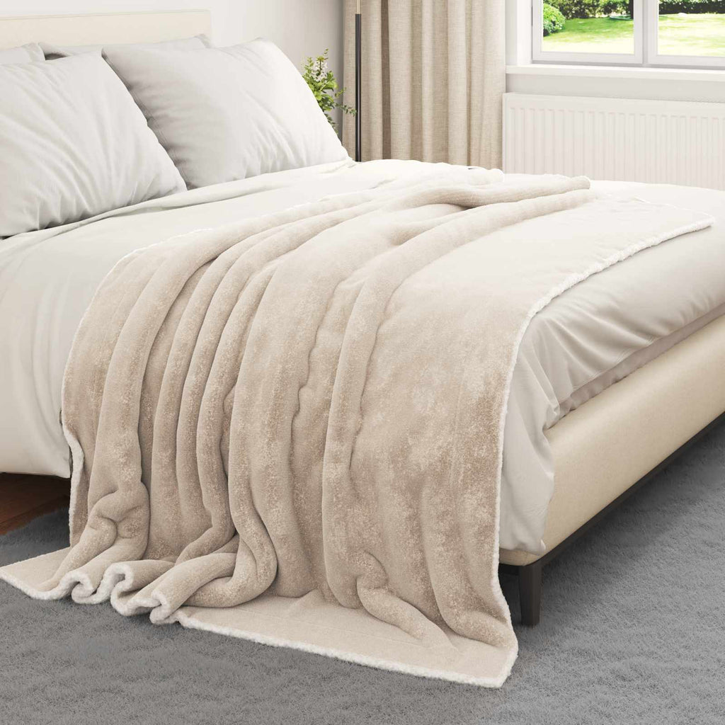 Überwurfdecke Beige 150 x 200 cm Fleece