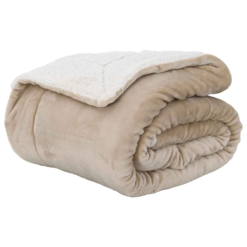 Überwurfdecke Beige 220 x 240 cm Fleece