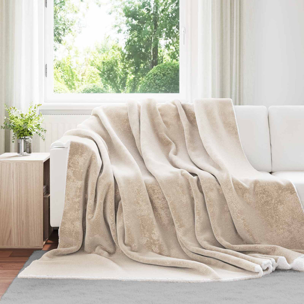 Überwurfdecke Beige 240 x 270 cm Fleece