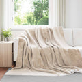 Überwurfdecke Beige 240 x 270 cm Fleece
