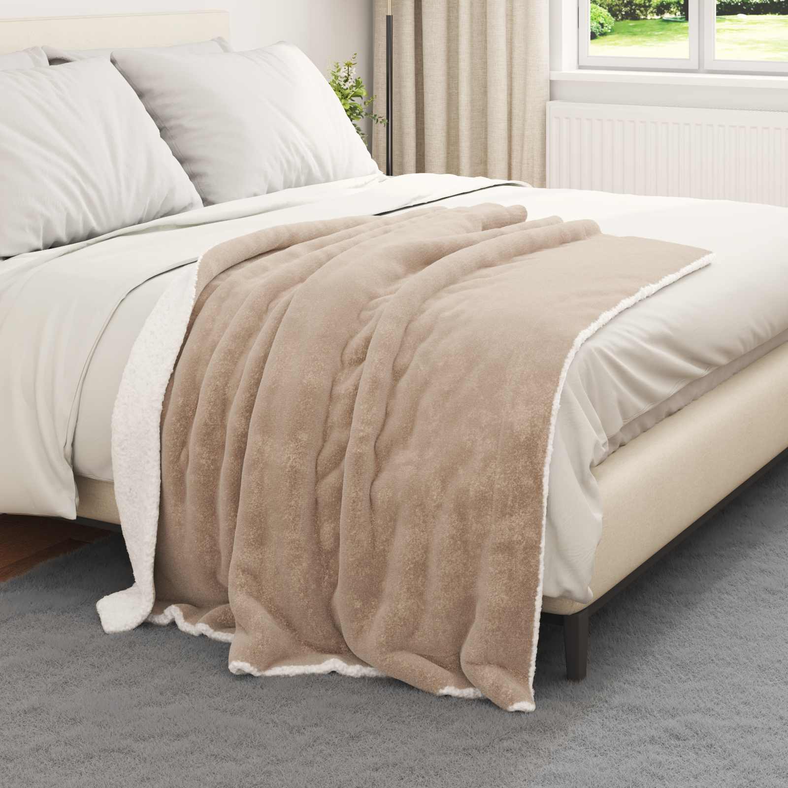 Überwurfdecke Kamel 130 x 150 cm Fleece