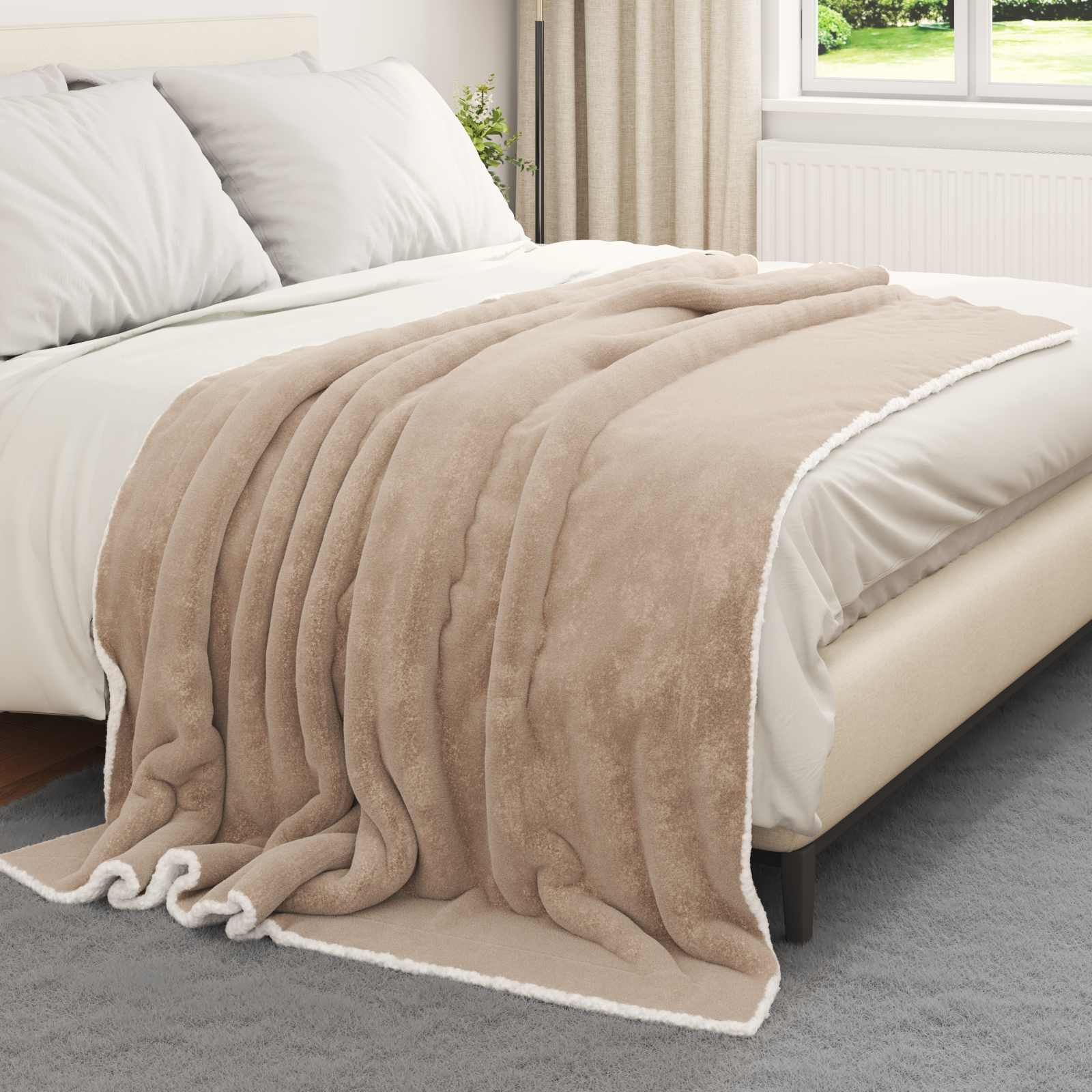 Überwurfdecke Kamel 150 x 200 cm Fleece