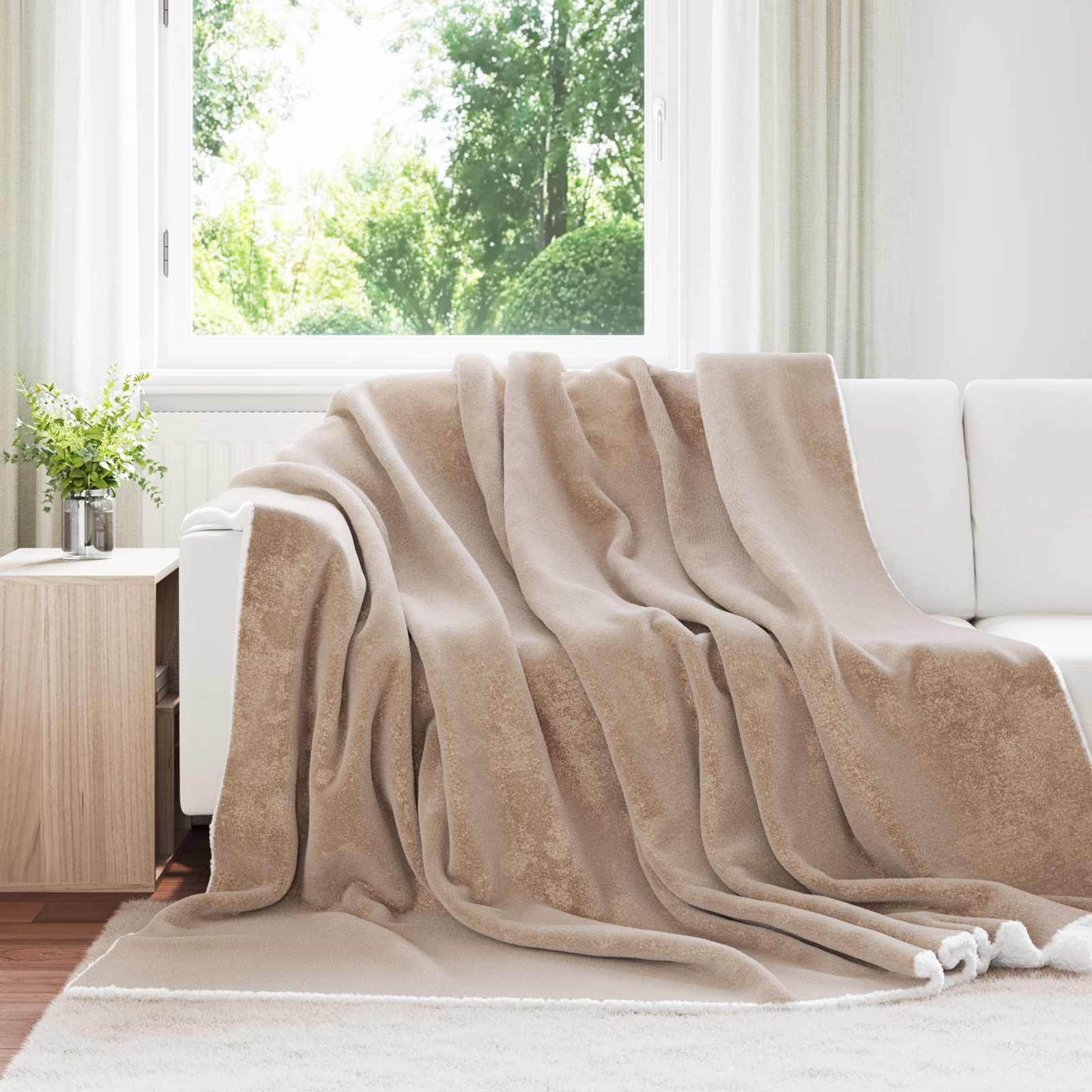 Überwurfdecke Kamel 220 x 240 cm Fleece