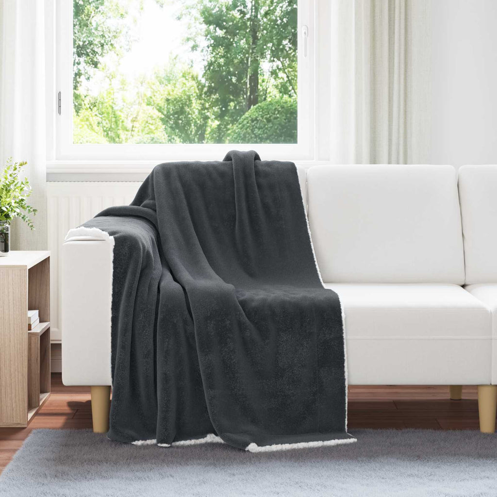 Überwurfdecke Dunkelgrau 130 x 150 cm Fleece
