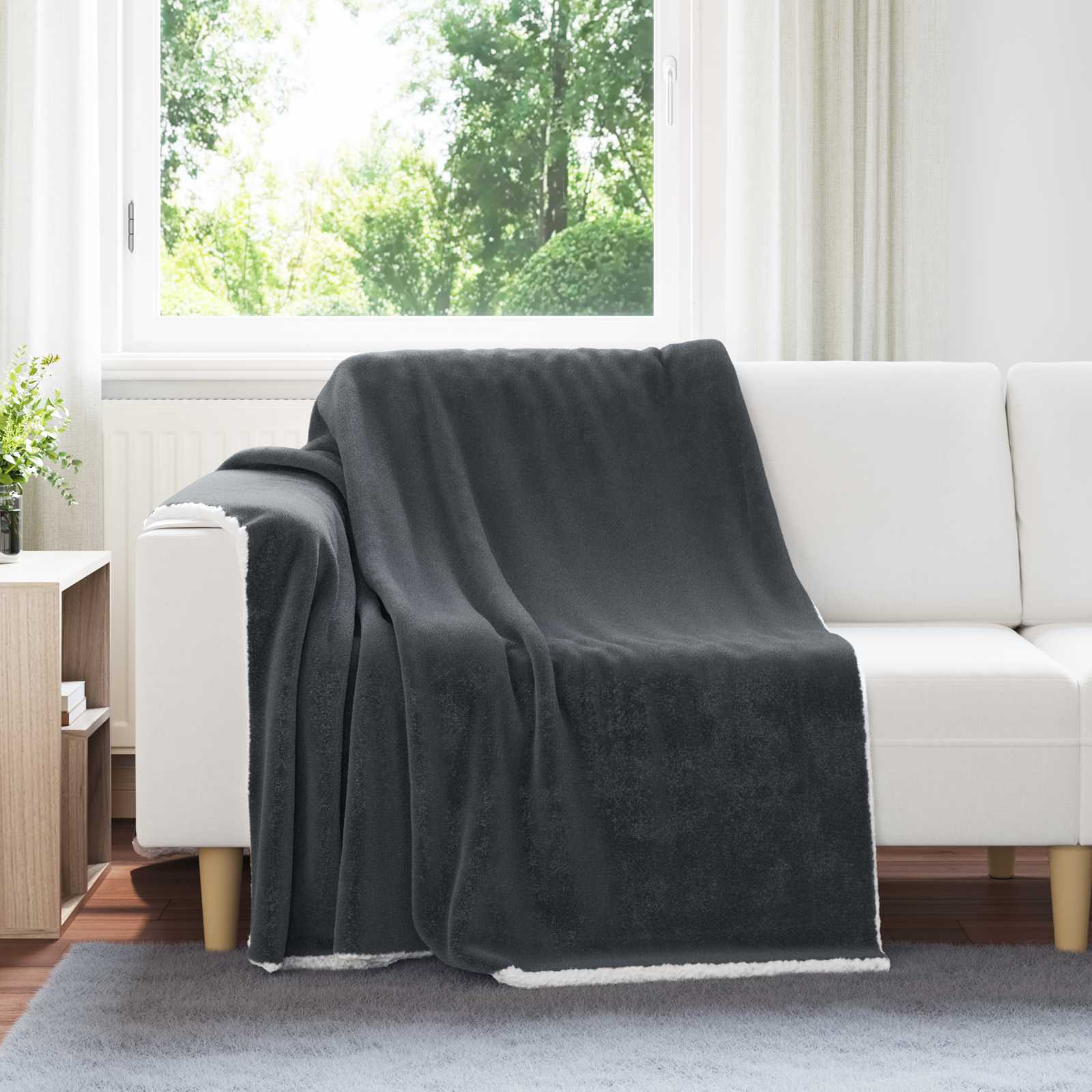 Überwurfdecke Dunkelgrau 150 x 200 cm Fleece