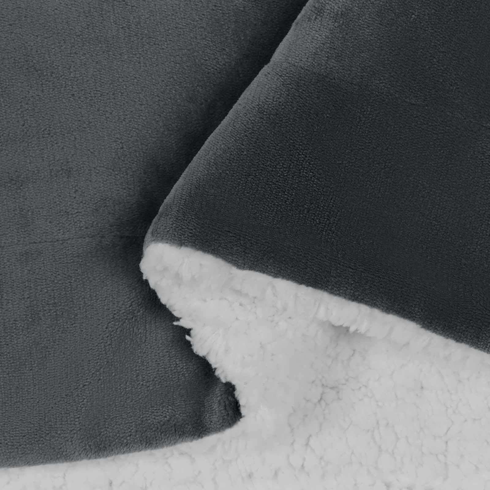 Überwurfdecke Dunkelgrau 240 x 270 cm Fleece
