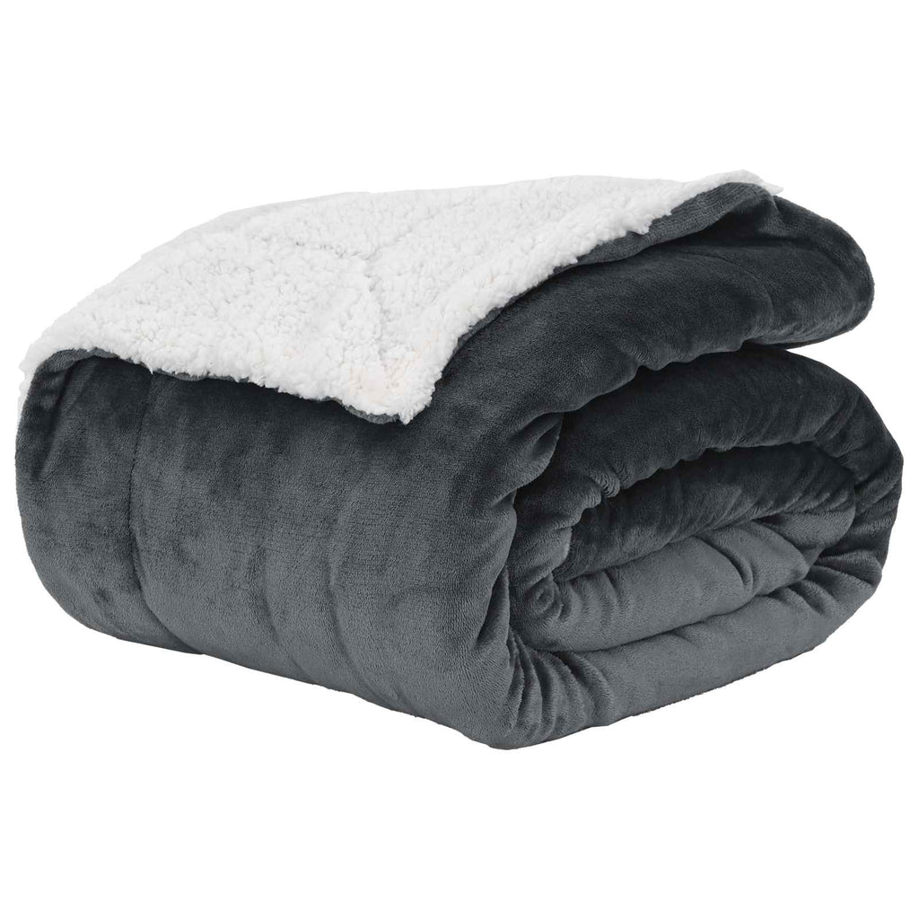 Überwurfdecke Dunkelgrau 240 x 270 cm Fleece