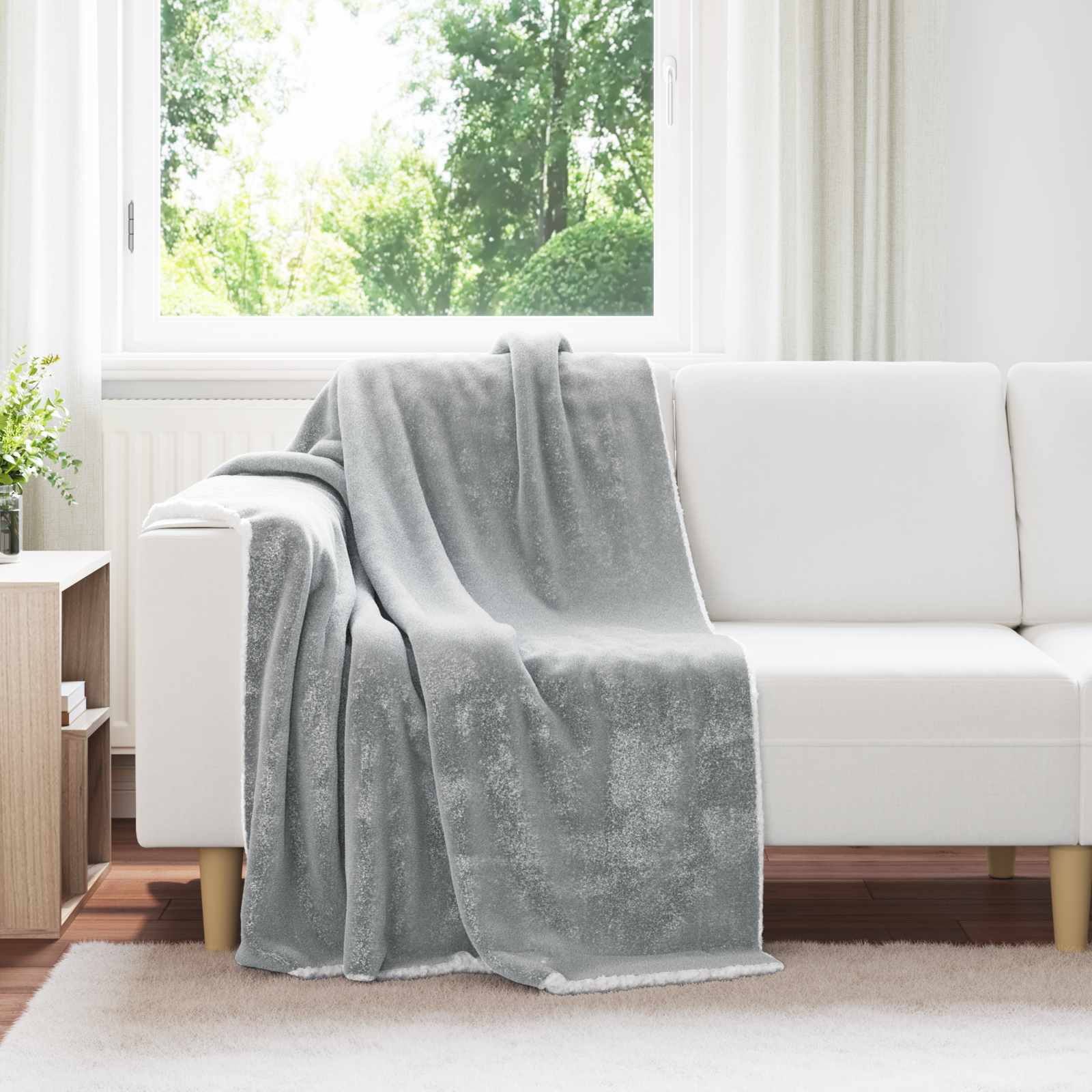 Überwurfdecke Grau 130 x 150 cm Fleece
