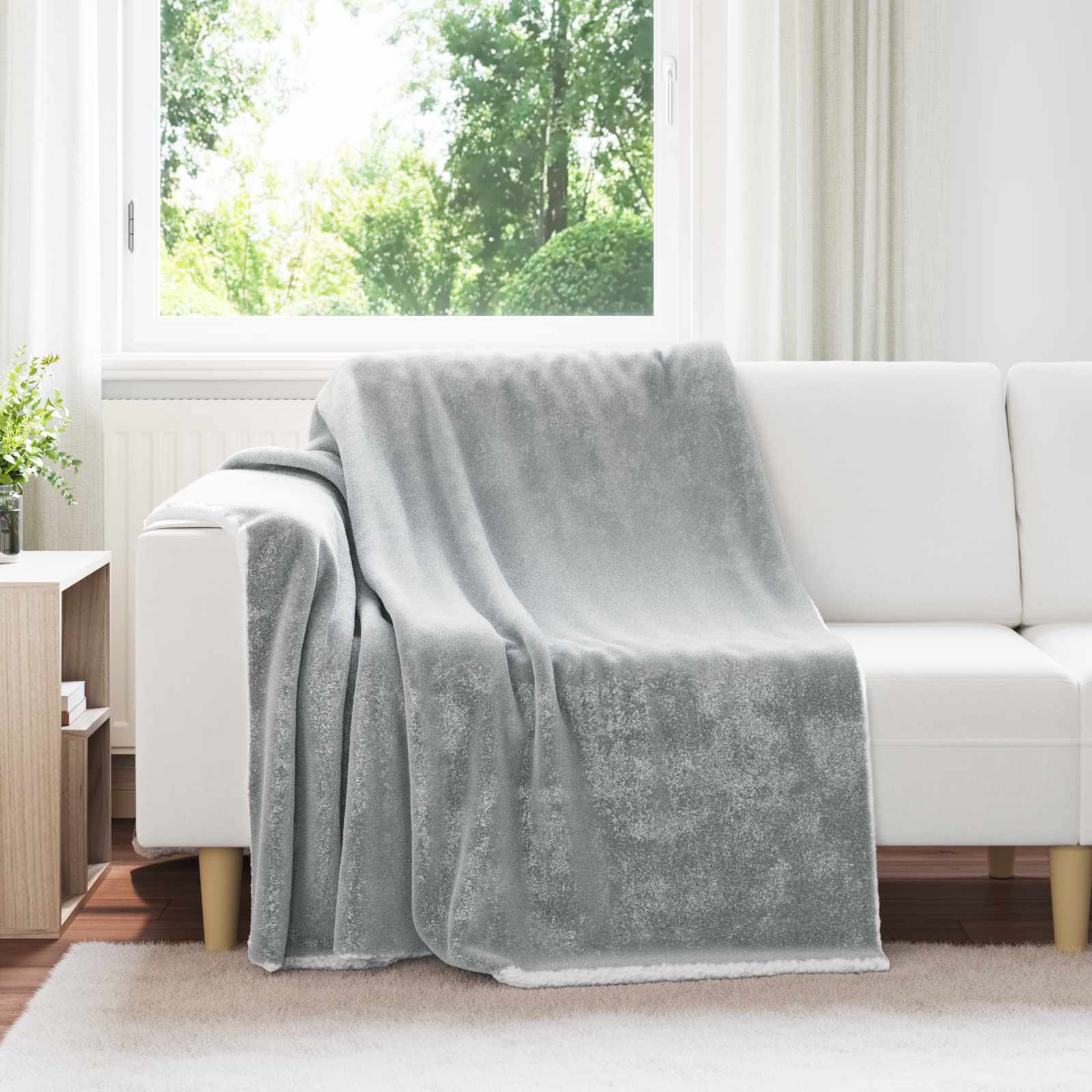 Überwurfdecke Grau 150 x 200 cm Fleece