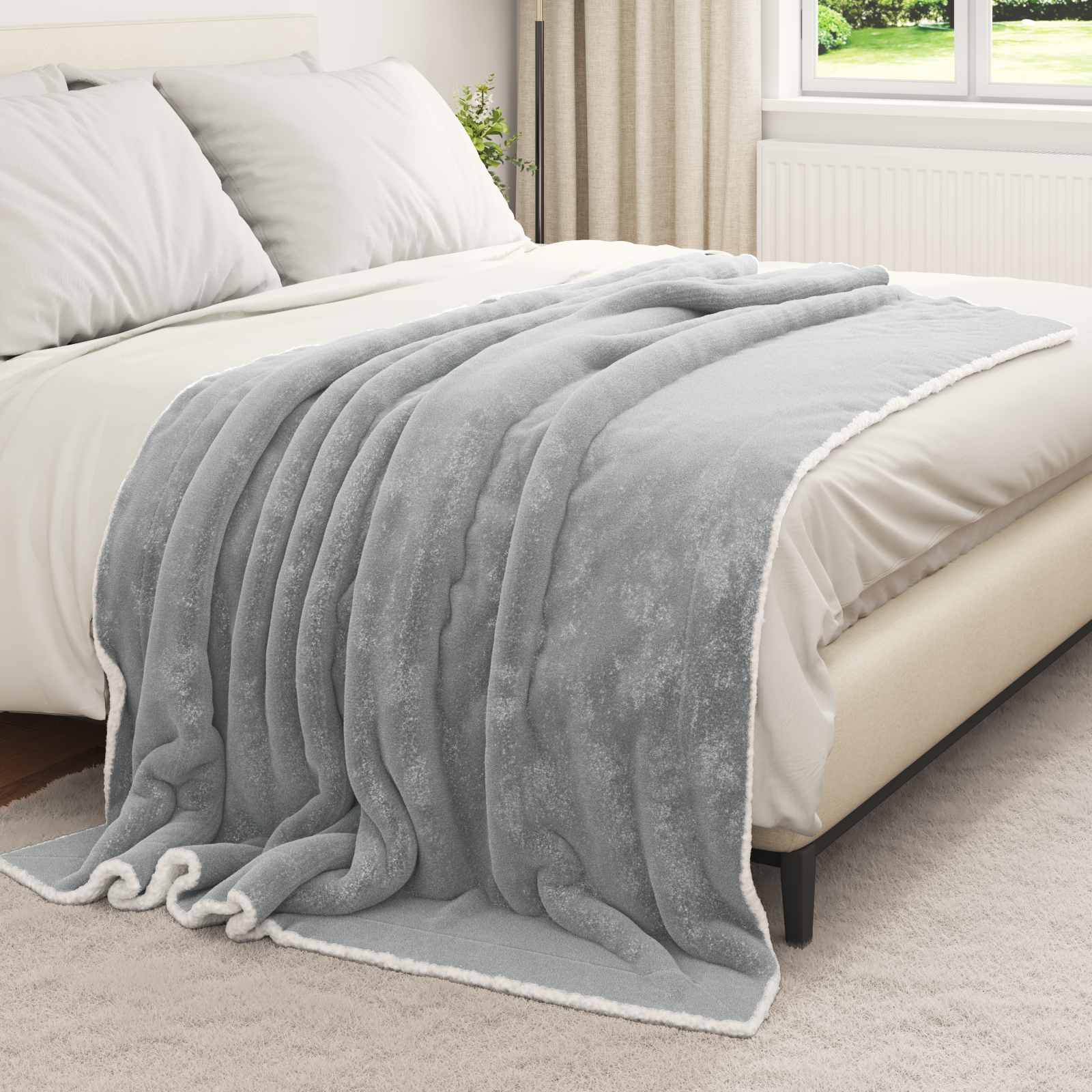 Überwurfdecke Grau 150 x 200 cm Fleece