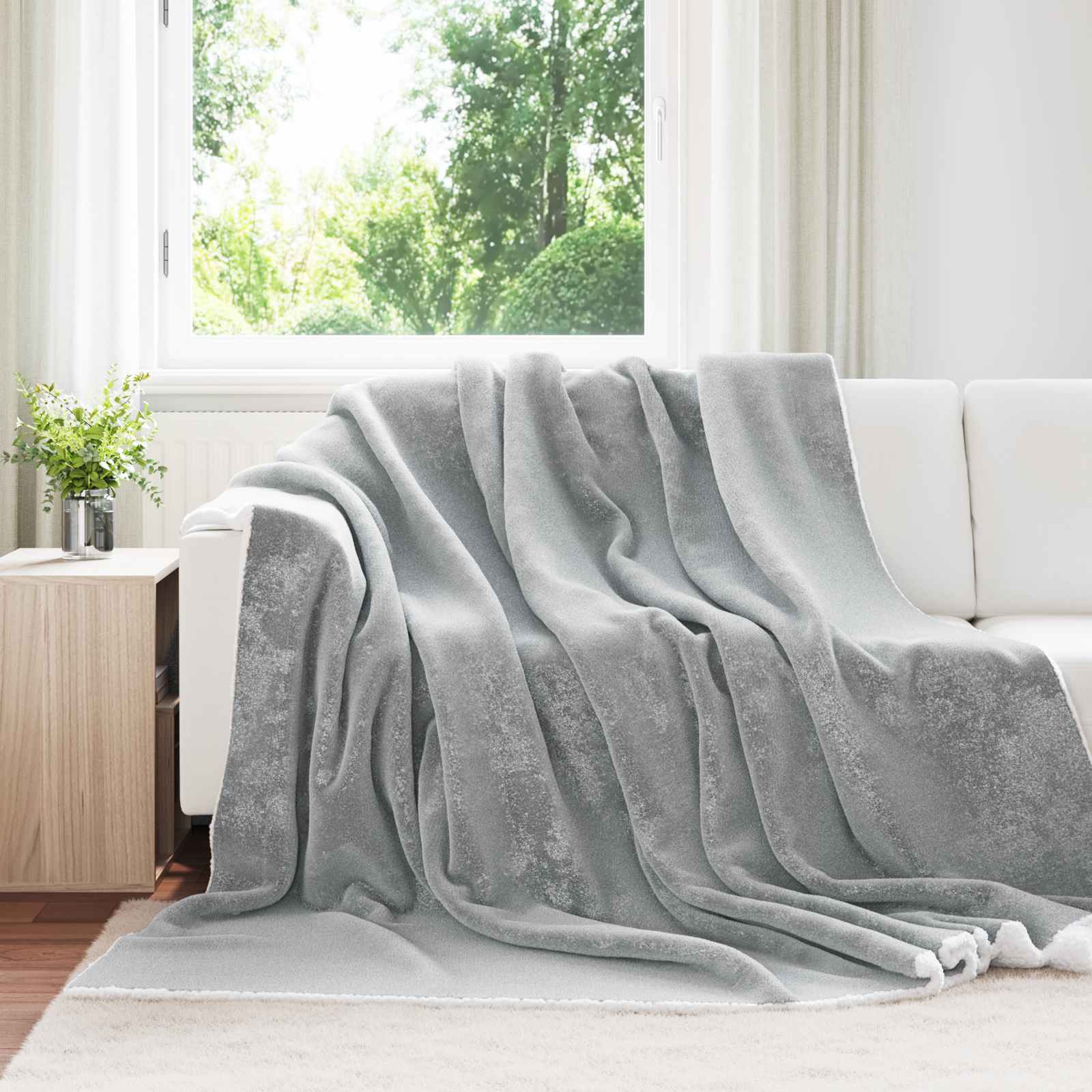 Überwurfdecke Grau 240 x 270 cm Fleece