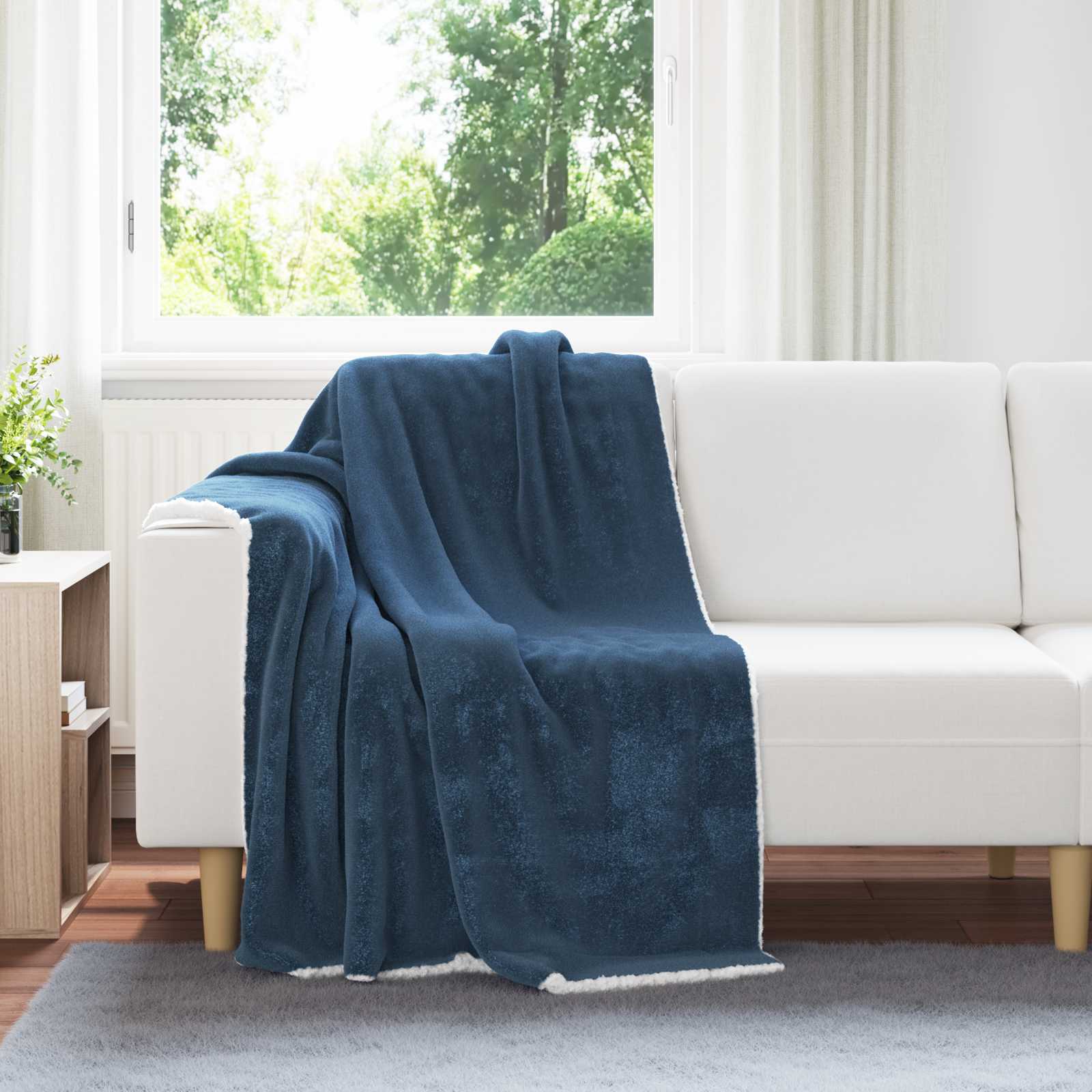 Überwurfdecke Marineblau 130 x 150 cm Fleece