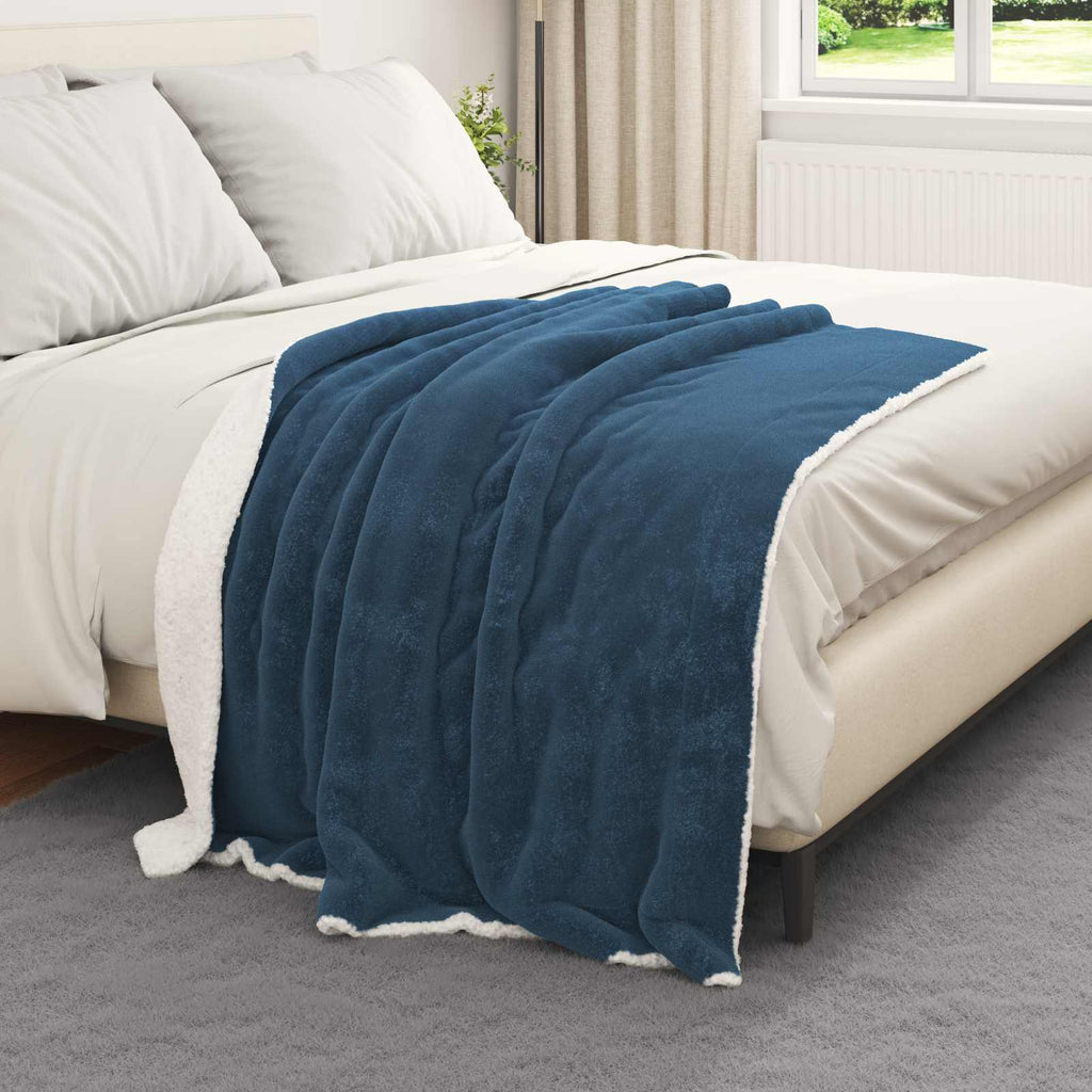 Überwurfdecke Marineblau 130 x 150 cm Fleece