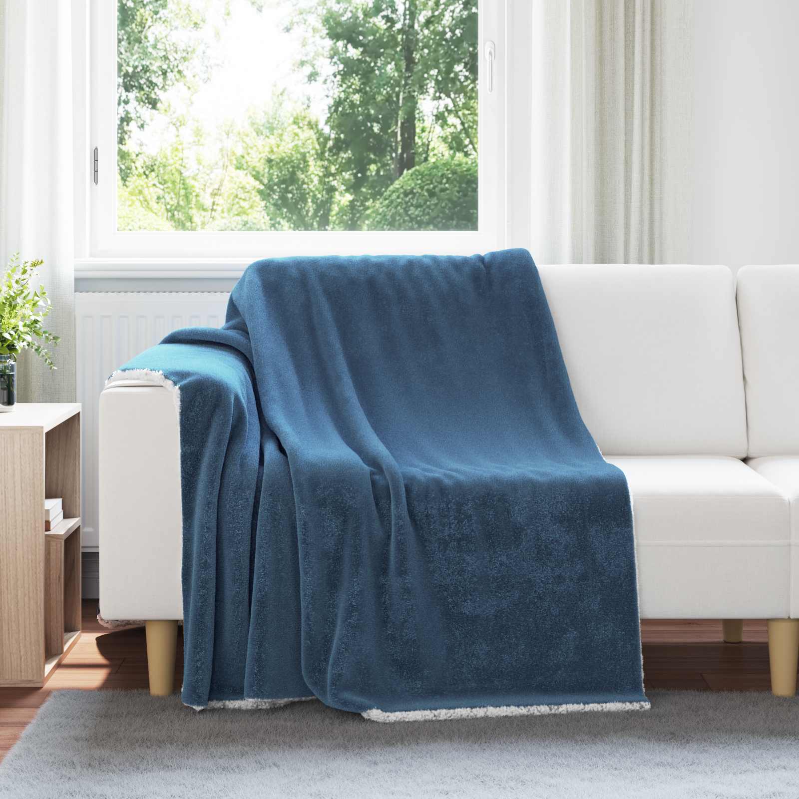 Überwurfdecke Marineblau 150 x 200 cm Fleece