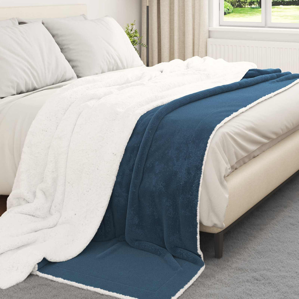 Überwurfdecke Marineblau 240 x 270 cm Fleece