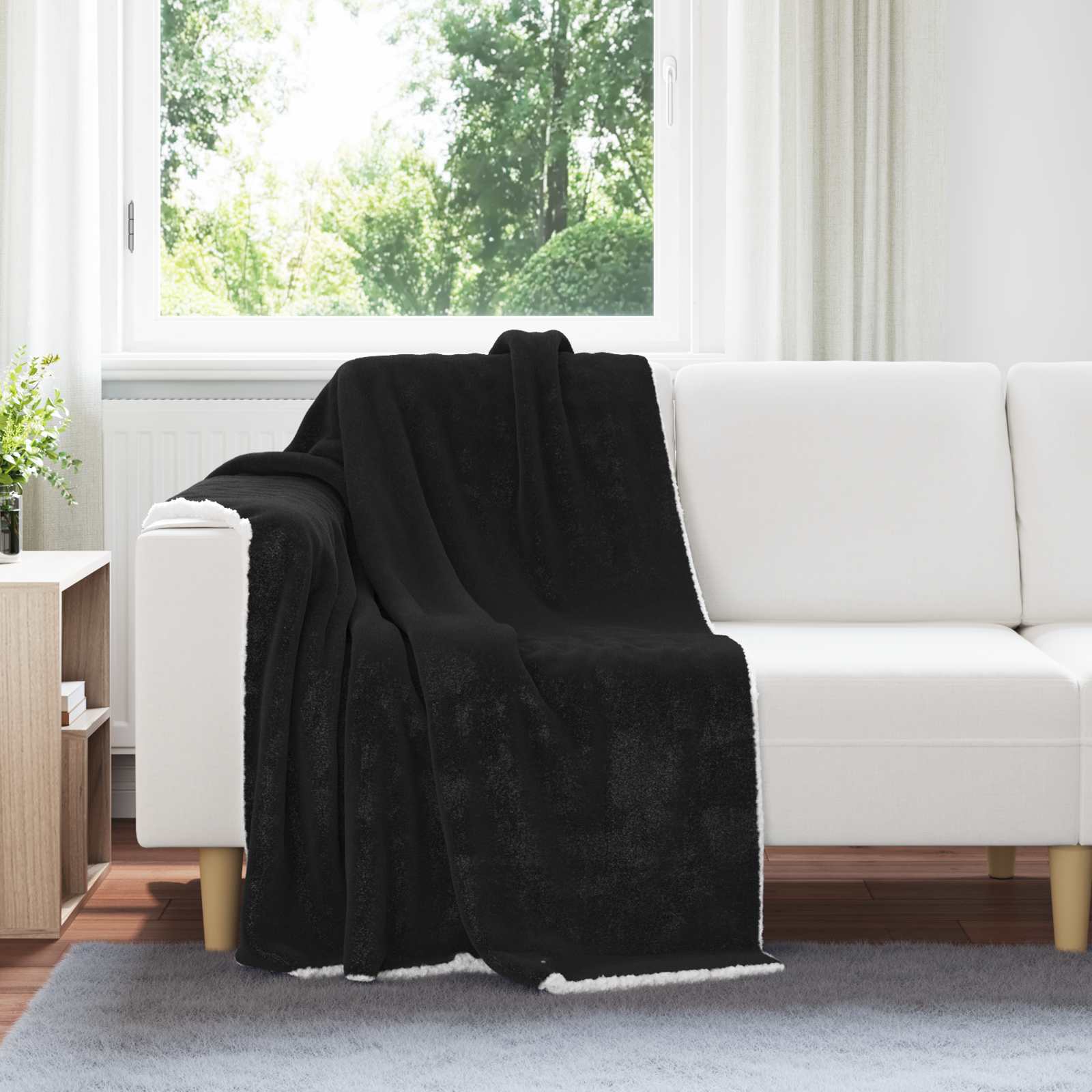 Überwurfdecke Schwarz 130 x 150 cm Fleece
