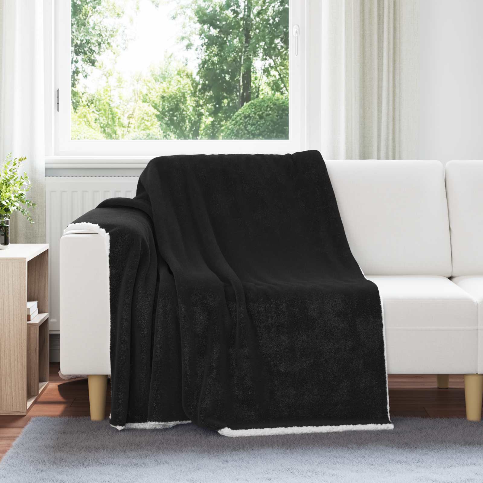 Überwurfdecke Schwarz 150 x 200 cm Fleece
