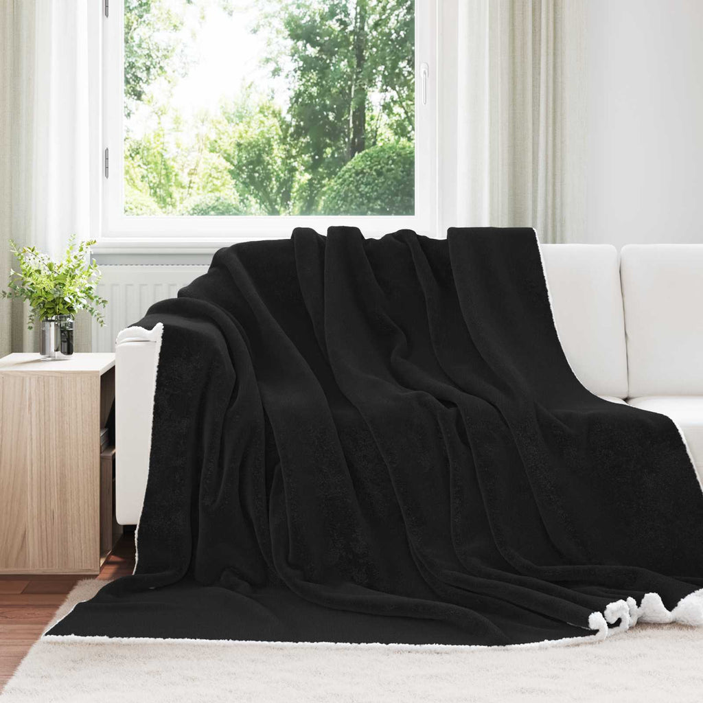 Überwurfdecke Schwarz 240 x 270 cm Fleece