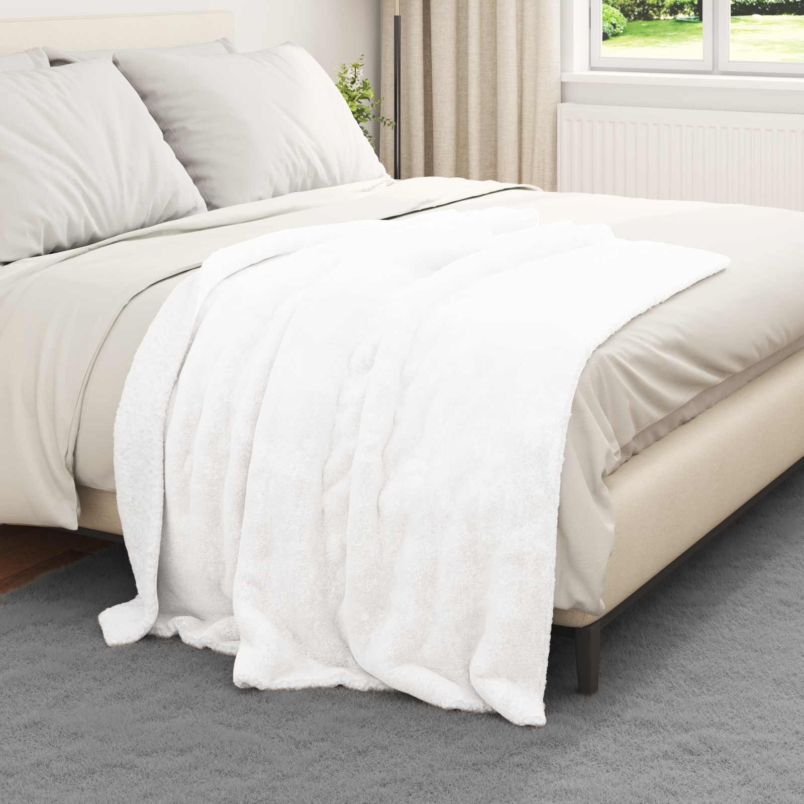 Überwurfdecke Weiß 130 x 150 cm Fleece
