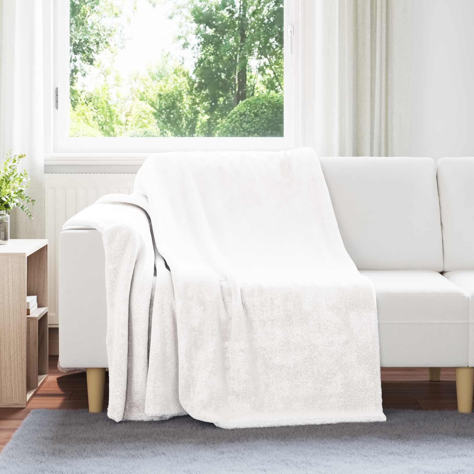 Überwurfdecke Weiß 150 x 200 cm Fleece