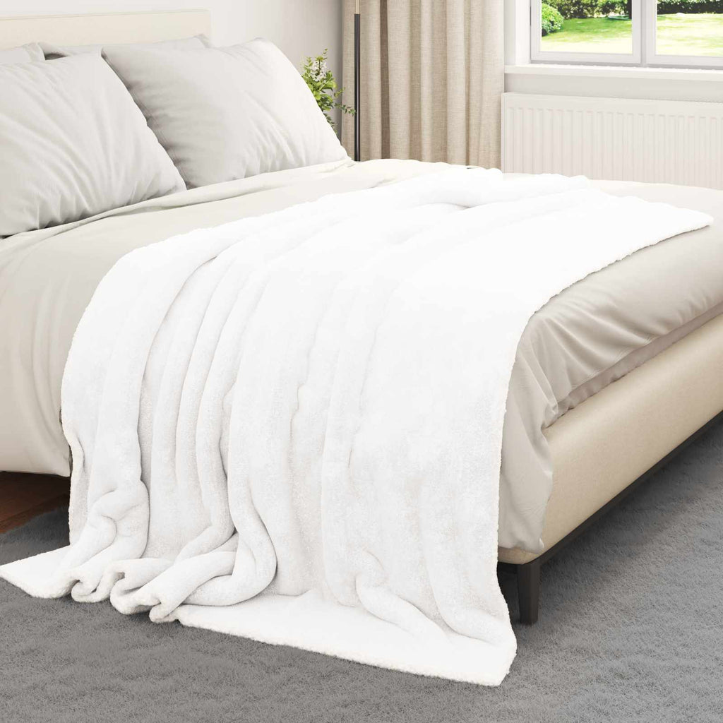 Überwurfdecke Weiß 150 x 200 cm Fleece