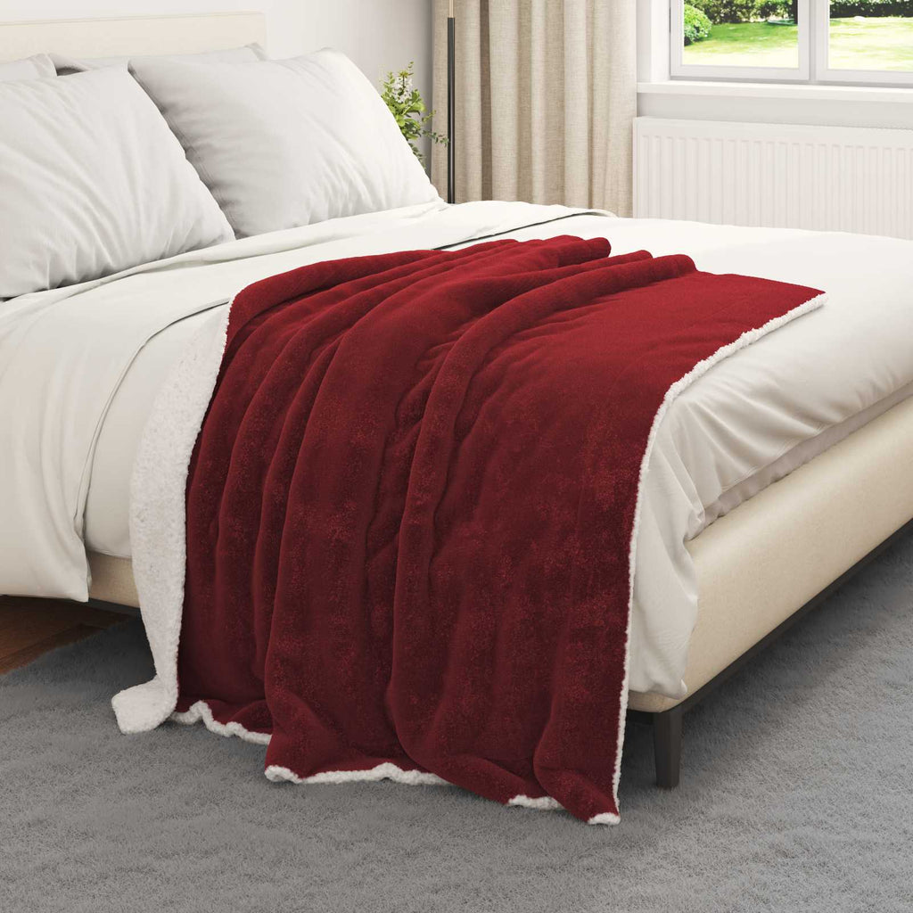 Überwurfdecke Bordeauxrot 130 x 150 cm Fleece