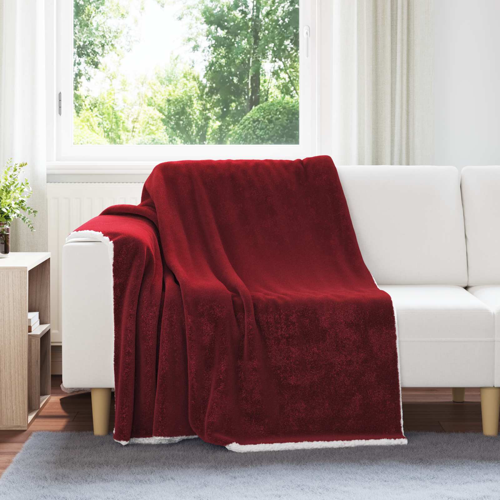 Überwurfdecke Bordeauxrot 150 x 200 cm Fleece