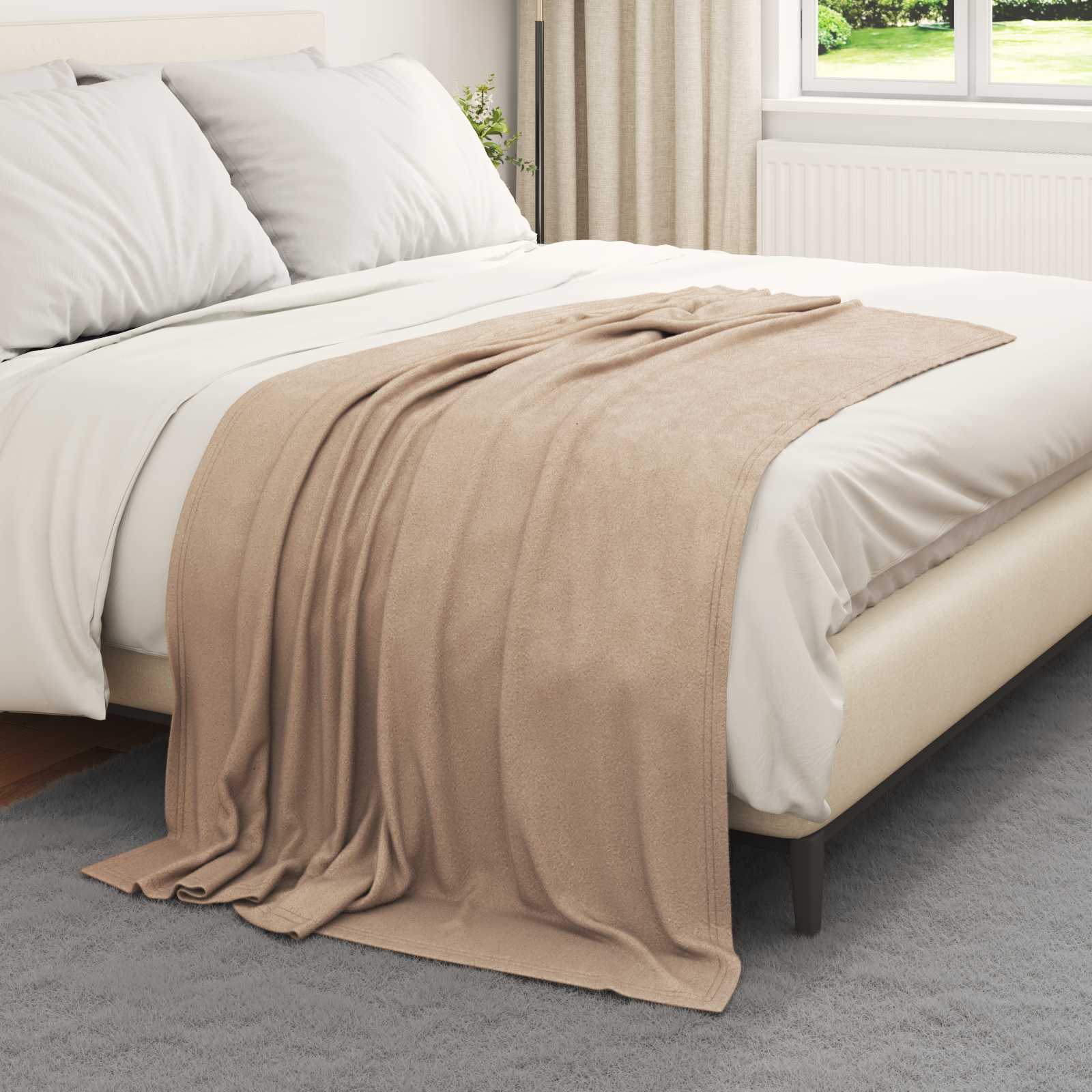 Überwurfdecke Kamel 170 x 130 cm Fleece
