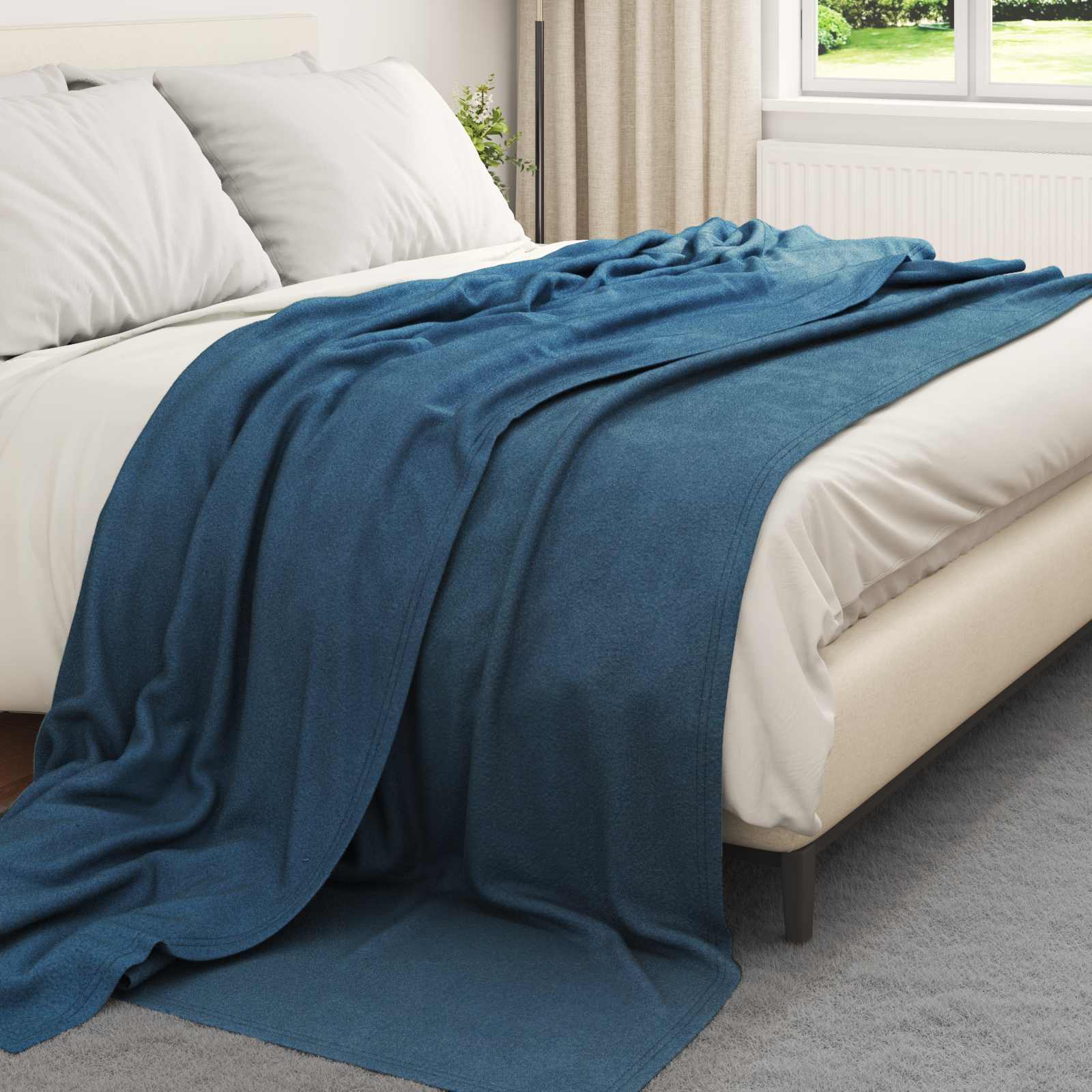 Überwurfdecke Marineblau 270 x 240 cm Fleece