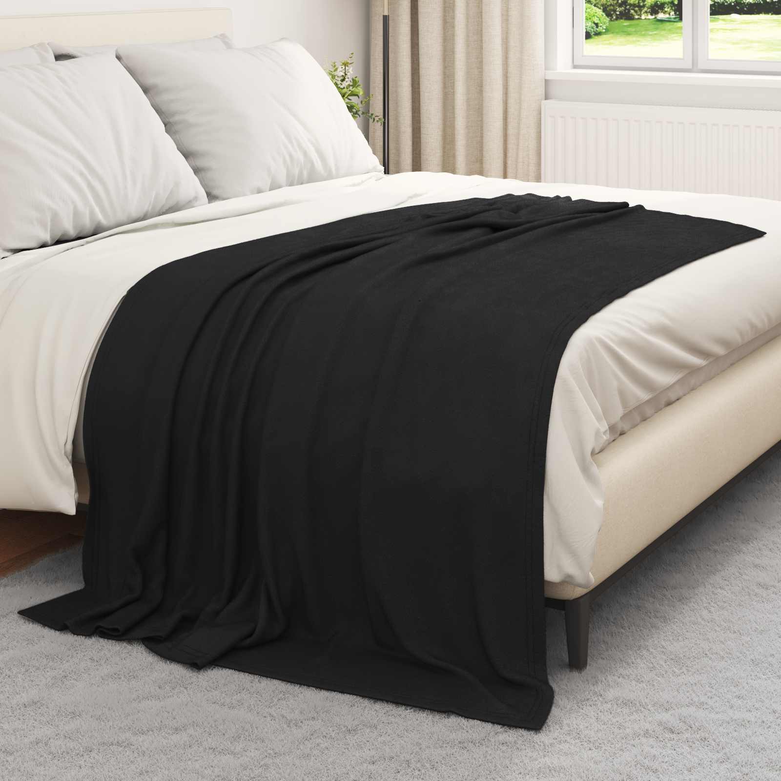 Überwurfdecke Schwarz 200 x 150 cm Fleece