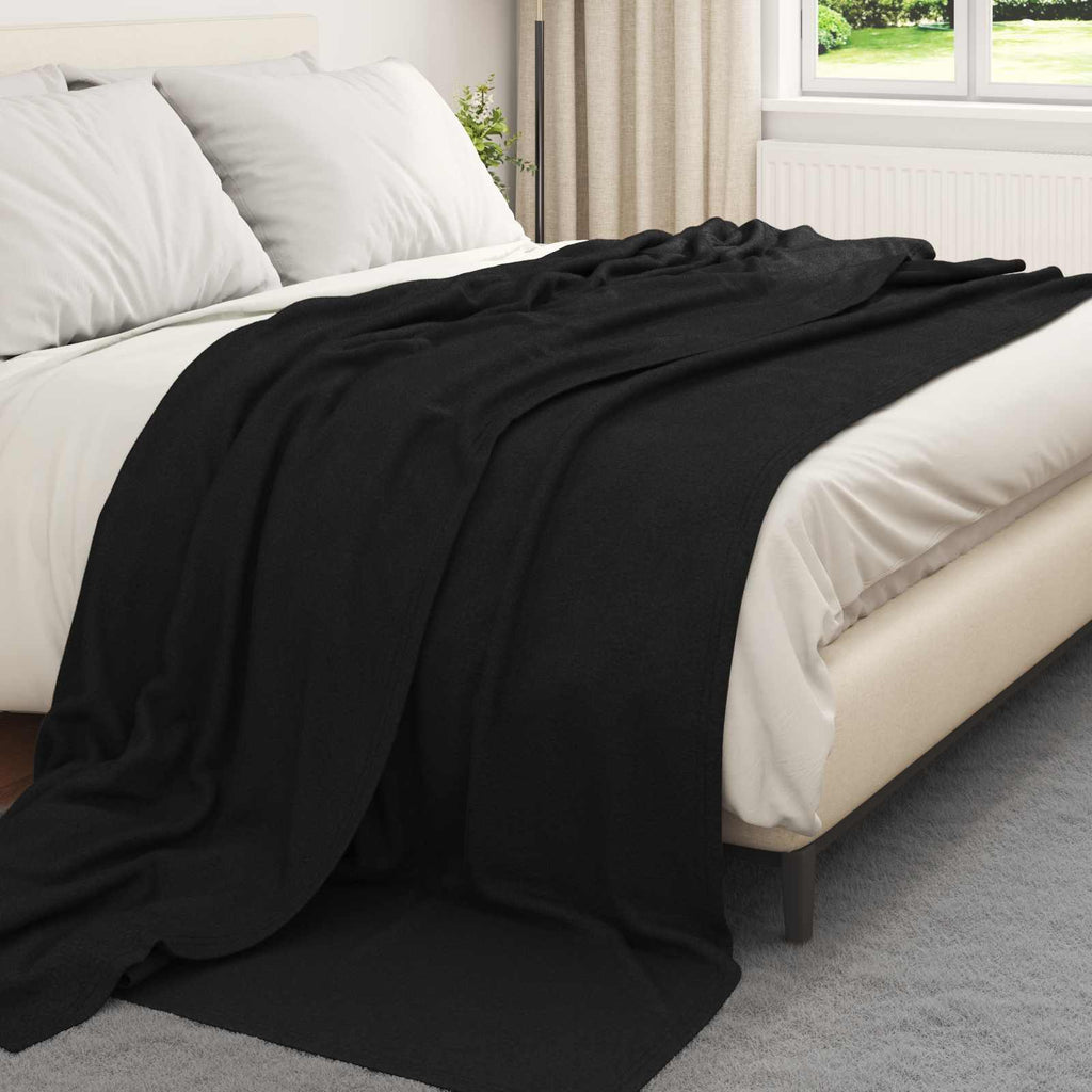 Überwurfdecke Schwarz 240 x 220 cm Fleece