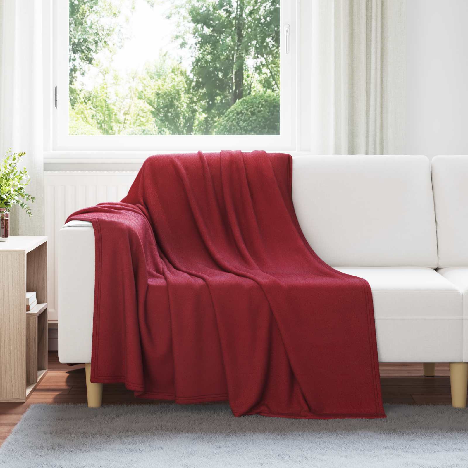 Überwurfdecke Bordeauxrot 200 x 150 cm Fleece