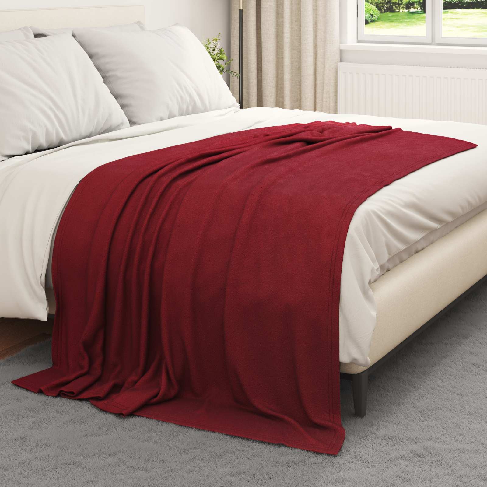 Überwurfdecke Bordeauxrot 200 x 150 cm Fleece