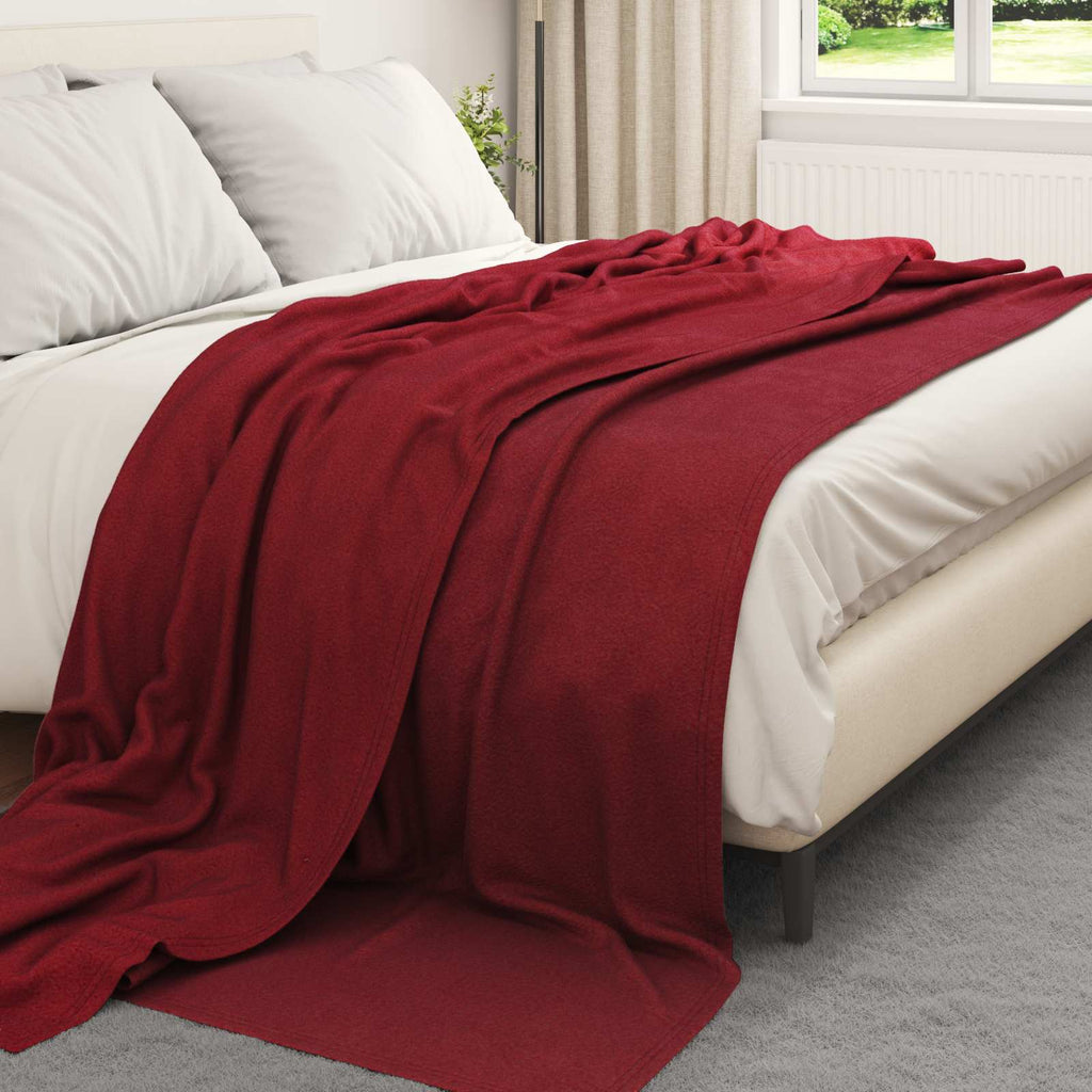 Überwurfdecke Bordeauxrot 270 x 240 cm Fleece