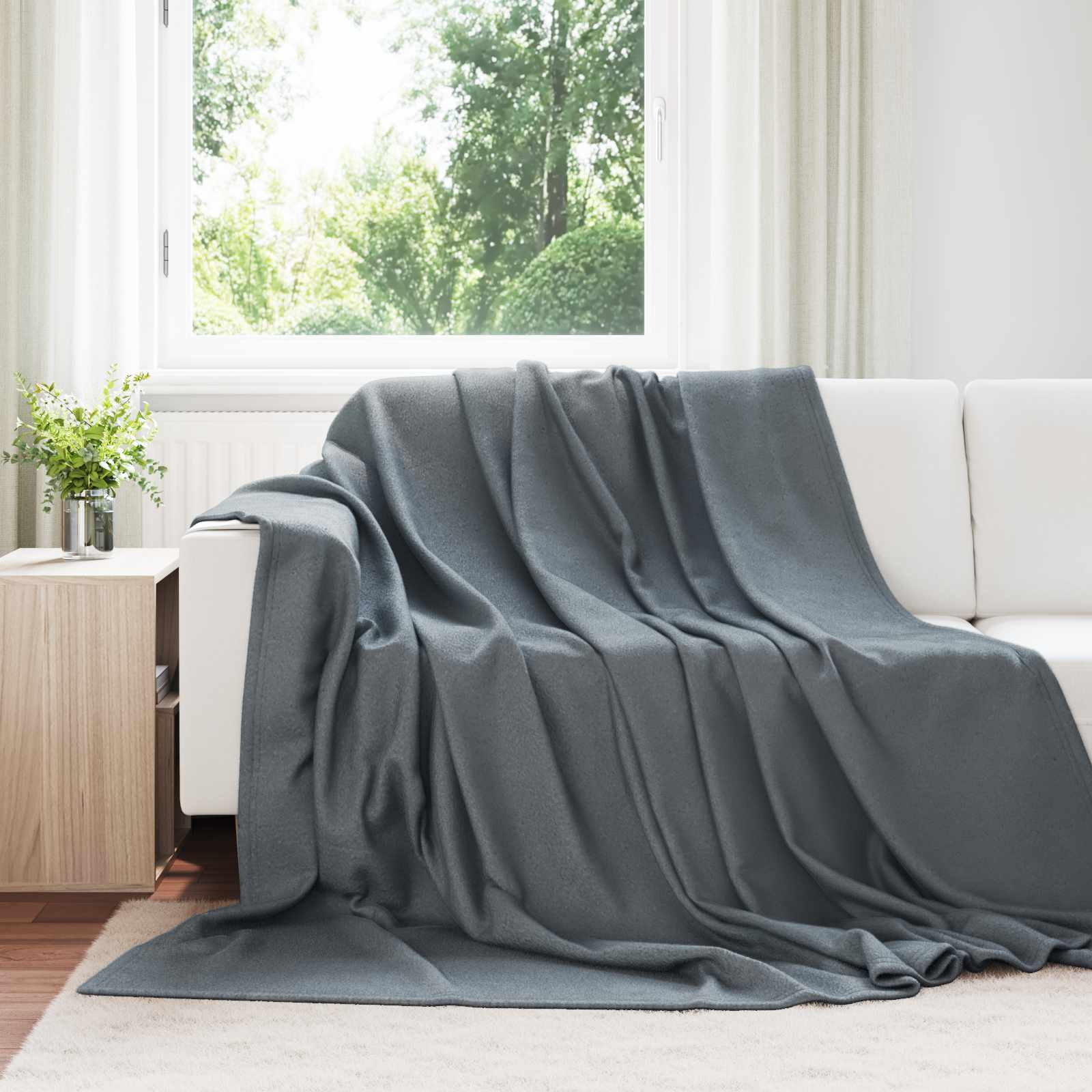 Wohndecken 6 pcs Dunkelgrau 240 x 220 cm Fleece