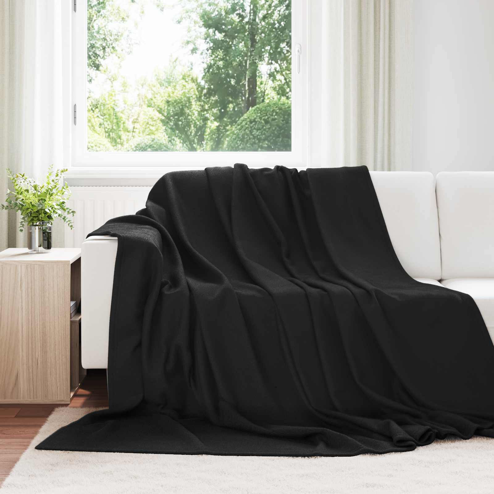 Wohndecken 6 pcs Schwarz 240 x 220 cm Fleece