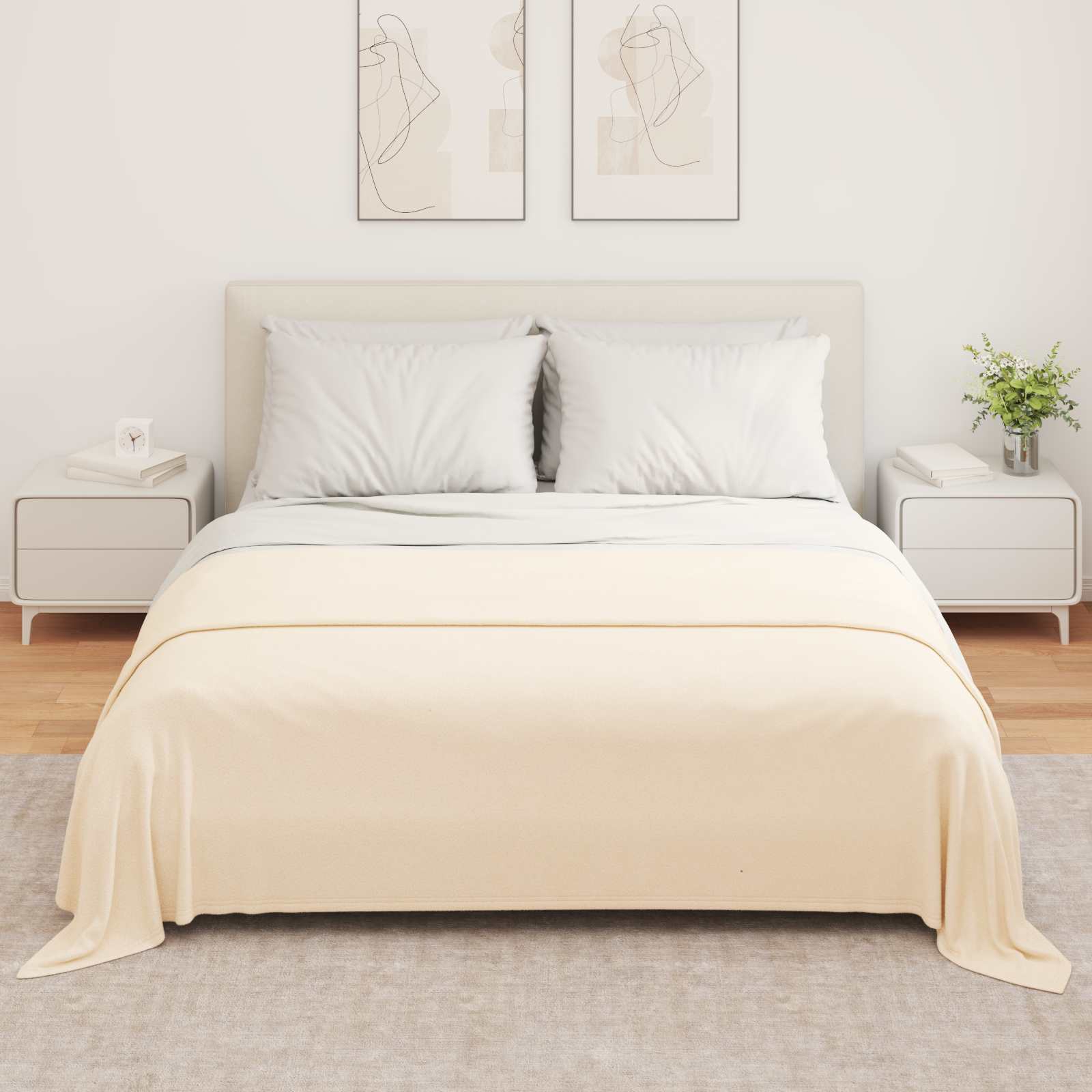 Überwurfdecke Creme 280 x 210 cm Fleece