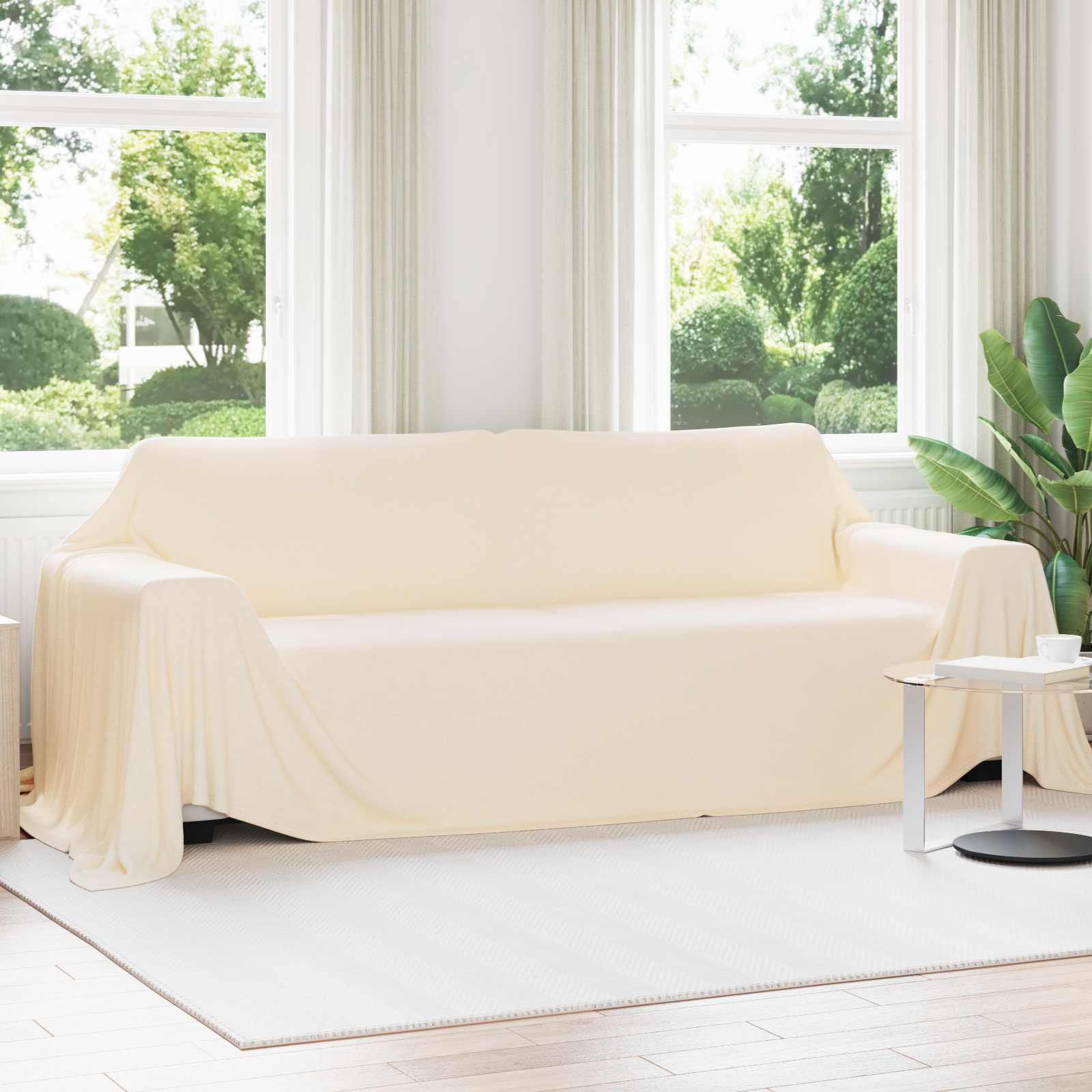 Überwurfdecke Creme 350 x 270 cm Fleece