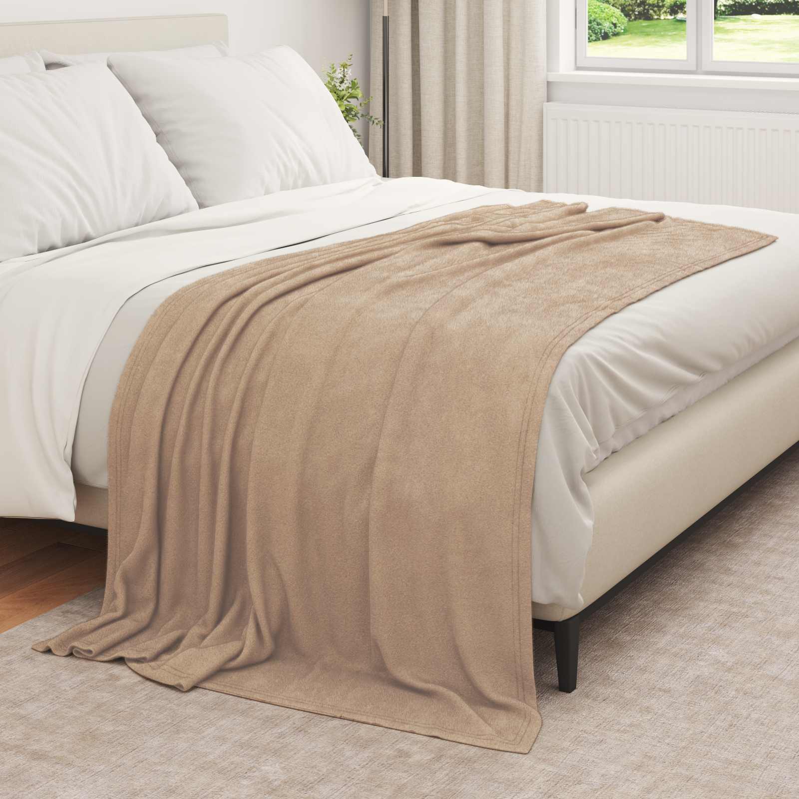Überwurfdecke Kamel 210 x 140 cm Fleece