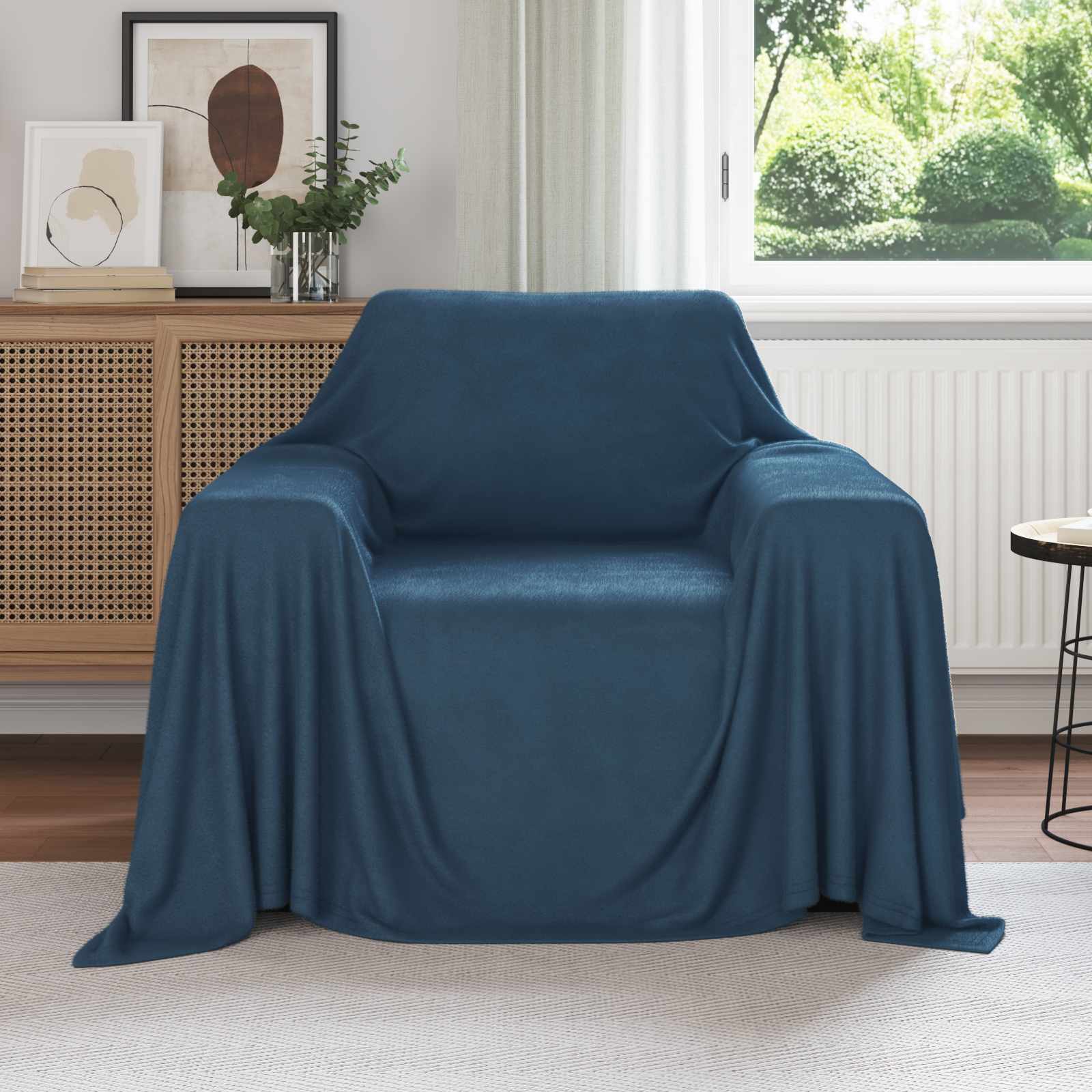 Überwurfdecke Marineblau 210 x 140 cm Fleece