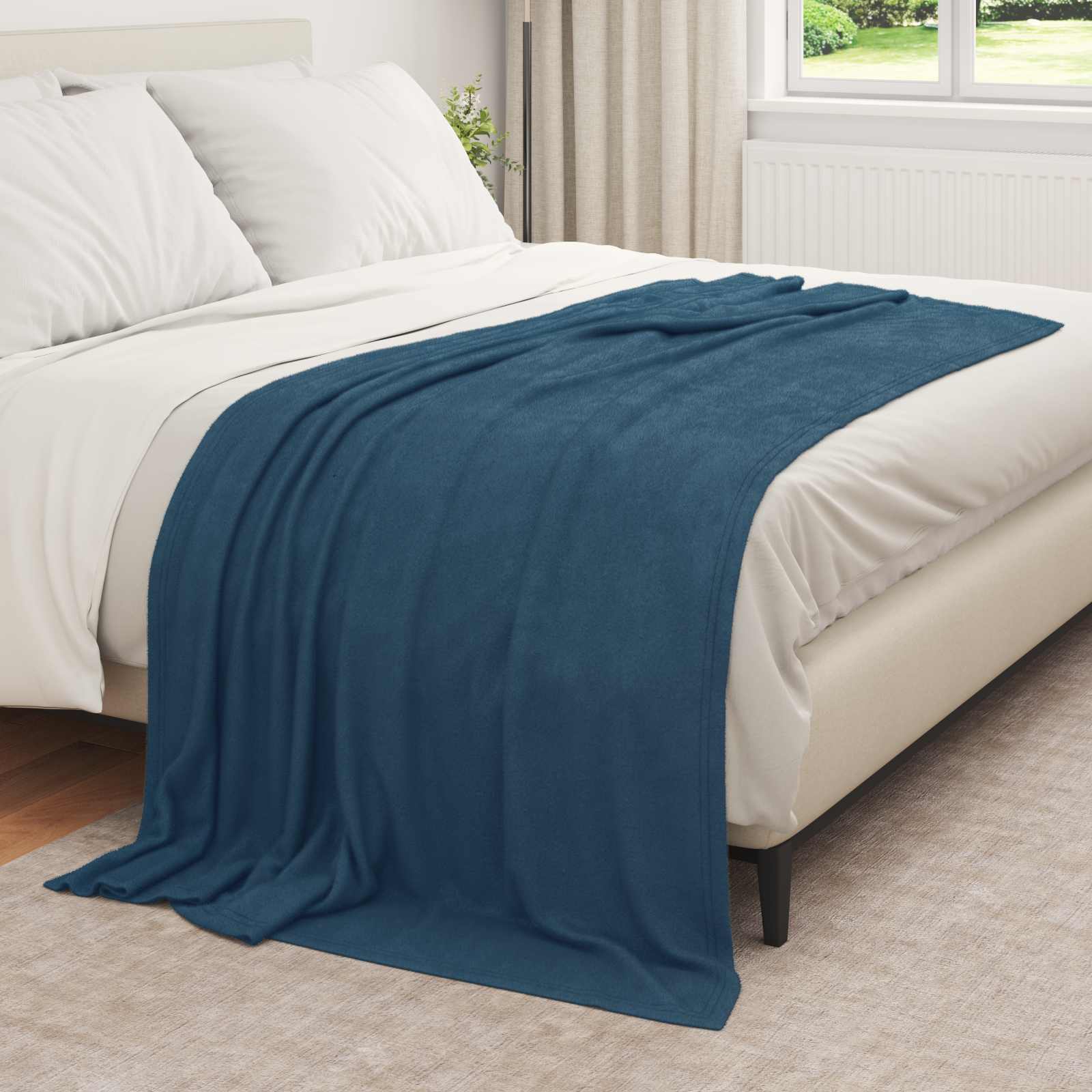 Überwurfdecke Marineblau 210 x 140 cm Fleece