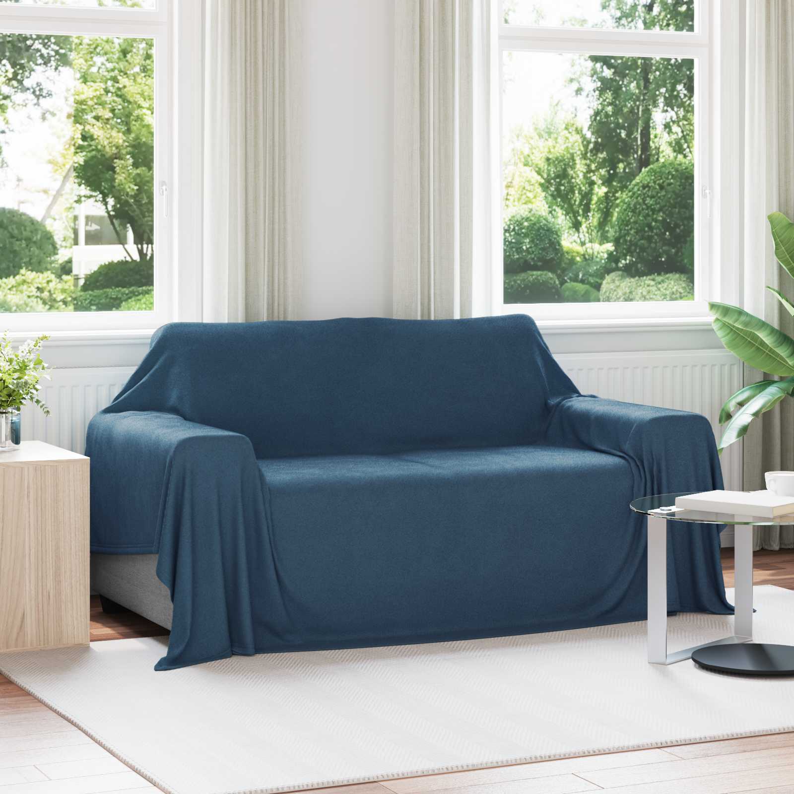 Überwurfdecke Marineblau 280 x 210 cm Fleece